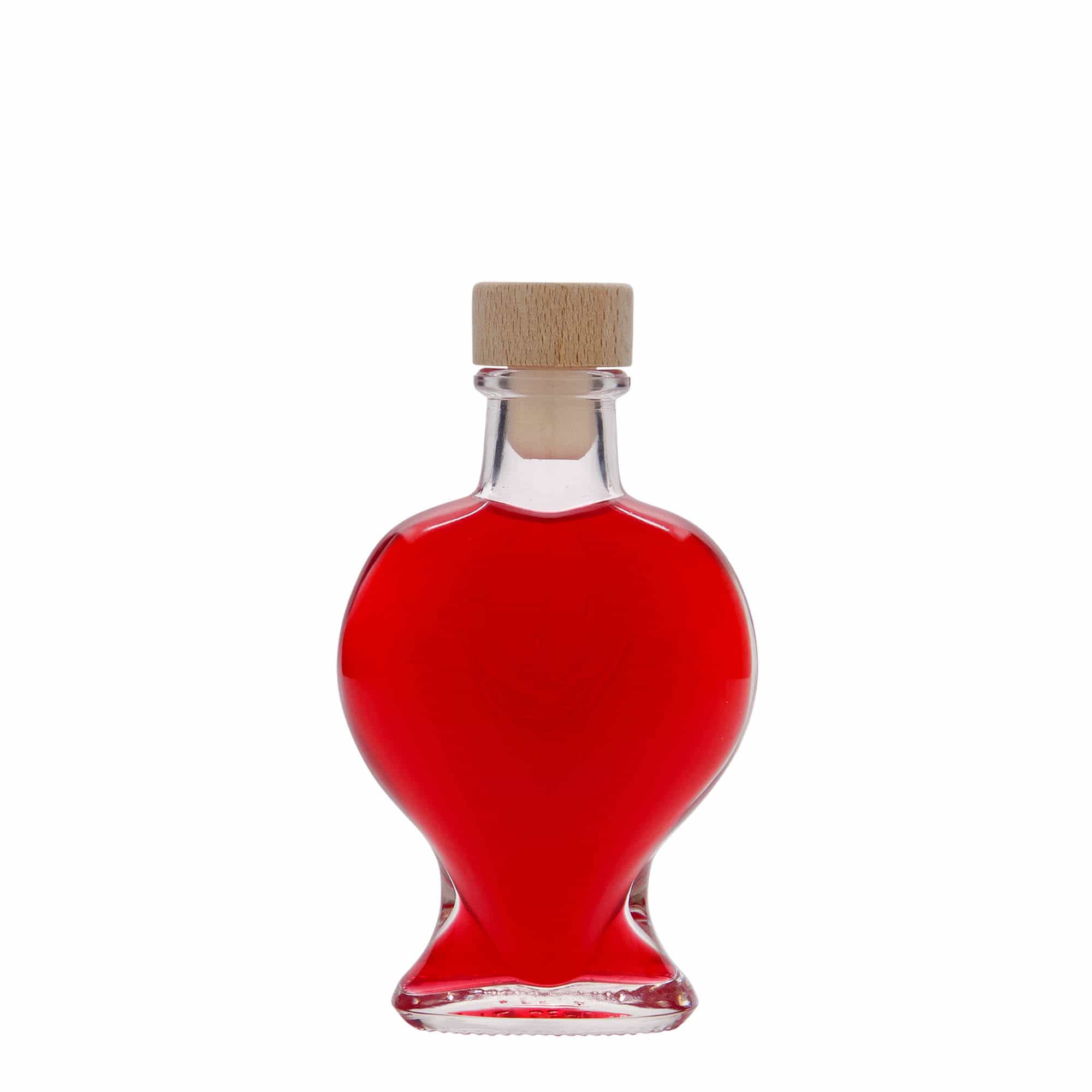 100 ml sklená fľaša „Srdce“, hrdlo: korok