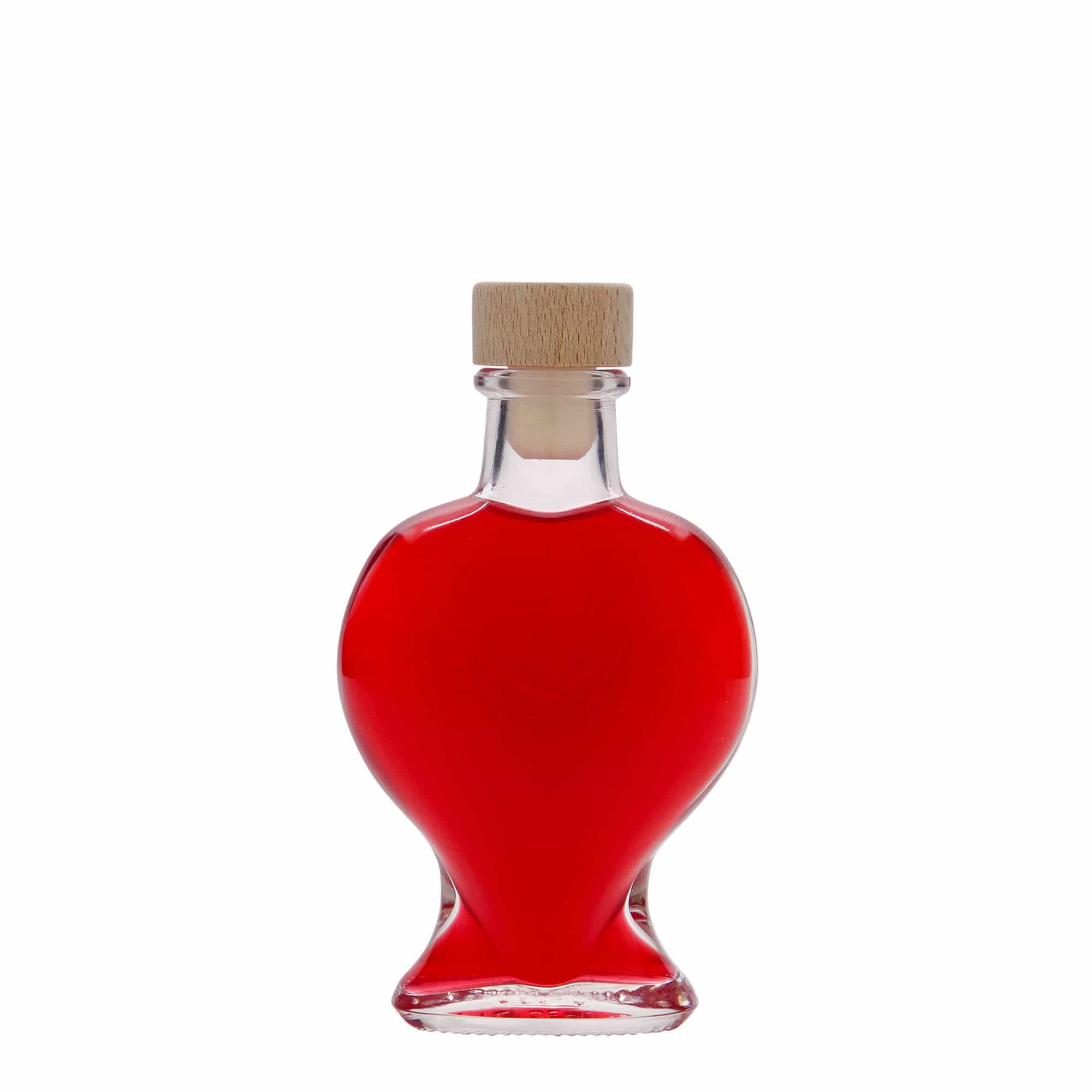 100 ml sklenená fľaša „Srdce“, hrdlo: korok