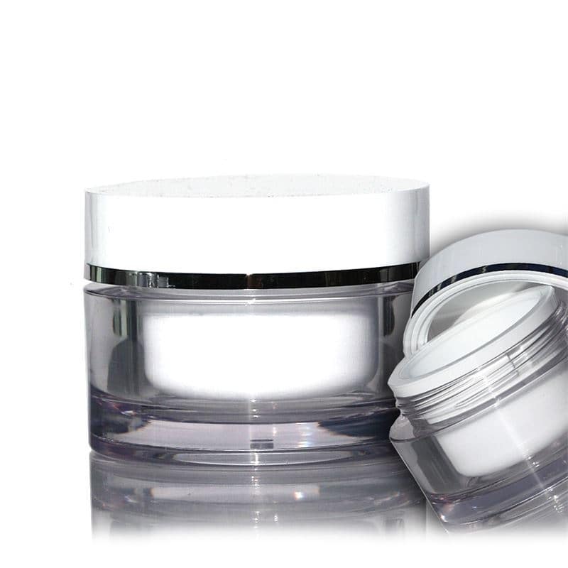 30 ml téglik, SAN plast, biela farba, hrdlo: skrutkovací uzáver 30 ml téglik, SAN plast, biela farba, hrdlo: skrutkovací uzáver