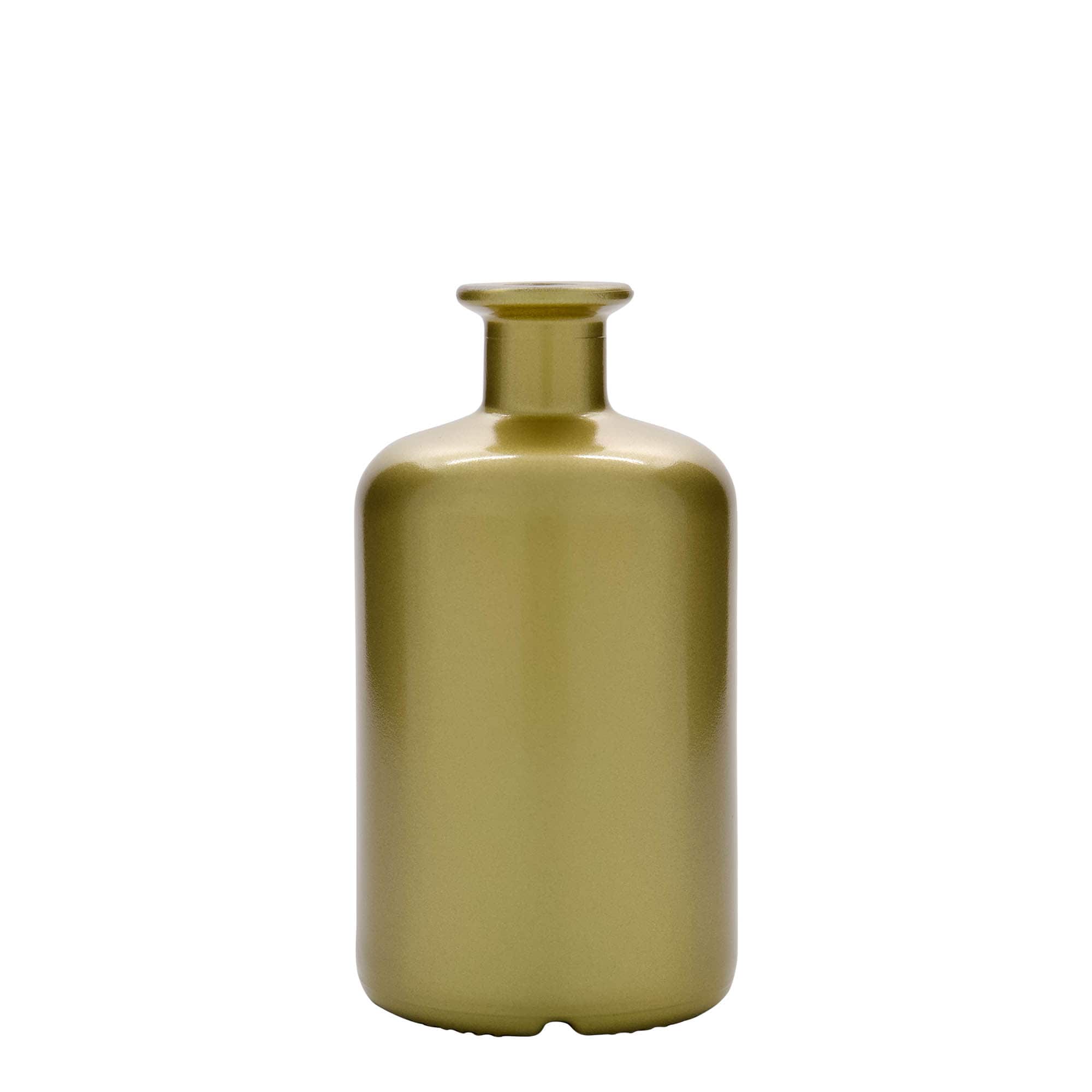 500 ml lekárnická sklenená fľaša, zlatá, hrdlo: korok