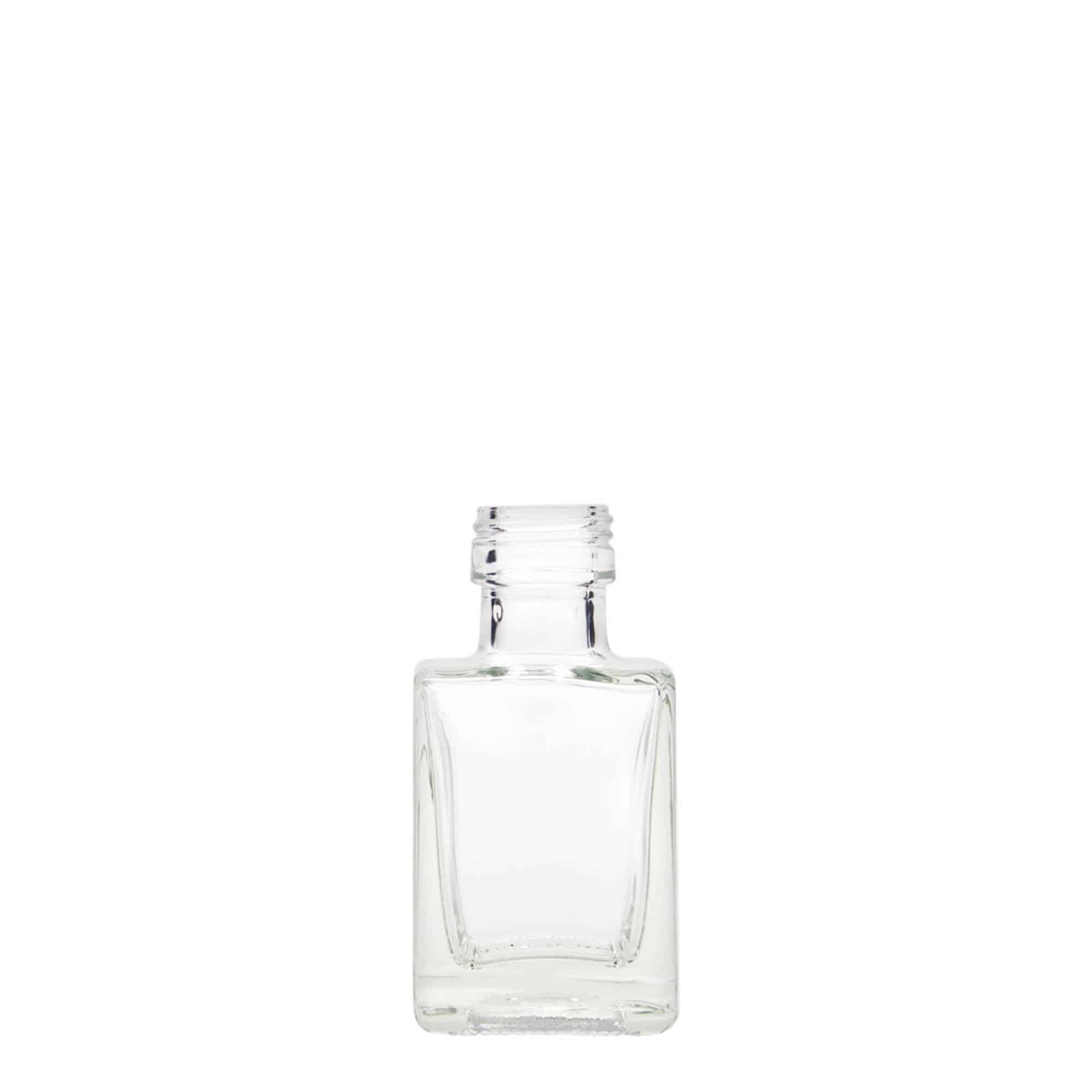 50 ml sklenená fľaša 'Cube', štvorcová, hrdlo: PP 24