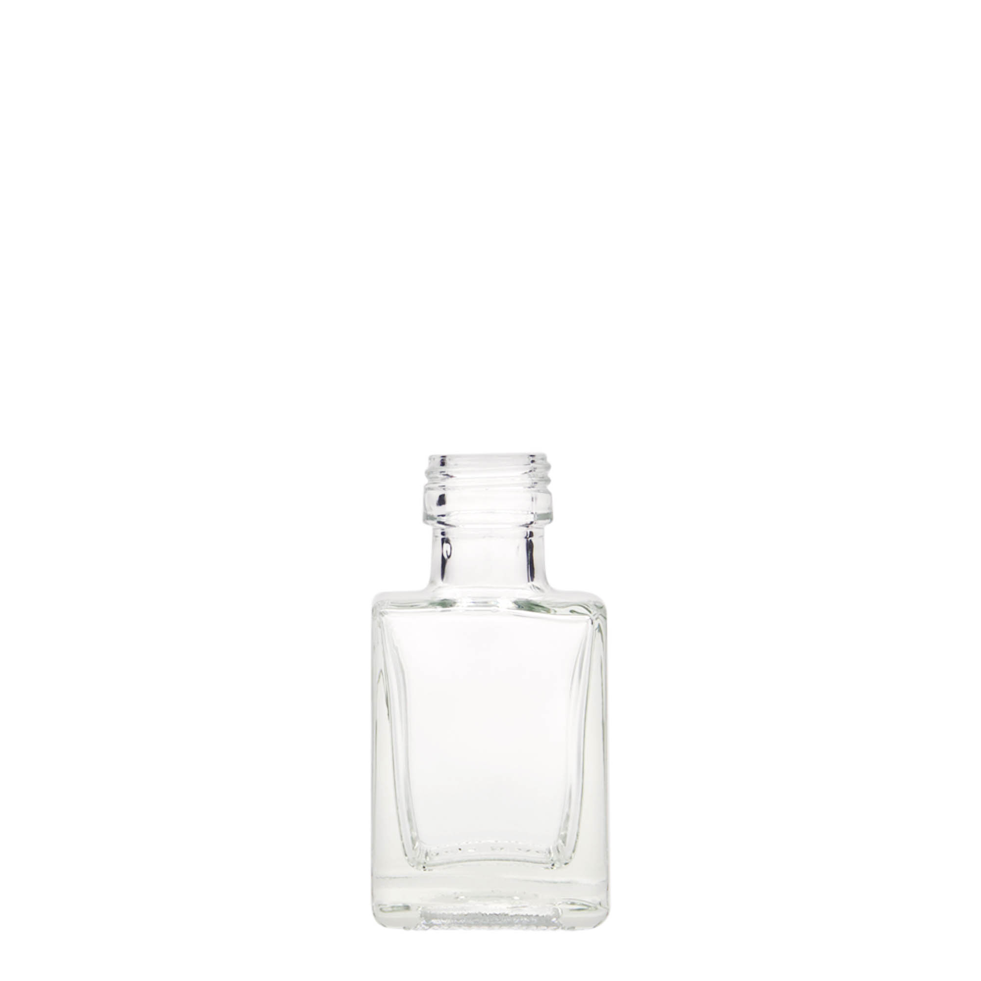 50 ml sklenená fľaša 'Cube', štvorcová, hrdlo: PP 24