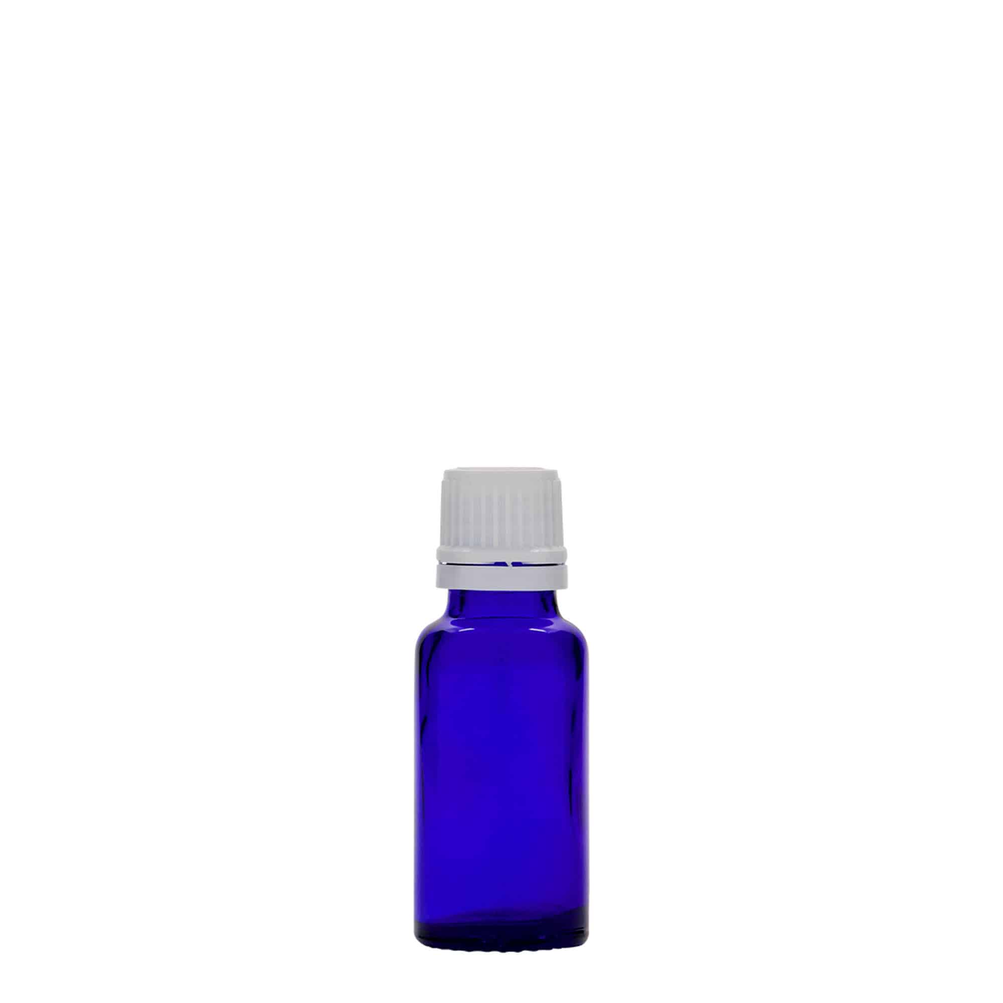 20 ml liekovka, sklená, kráľovská modrá farba, hrdlo: DIN 18