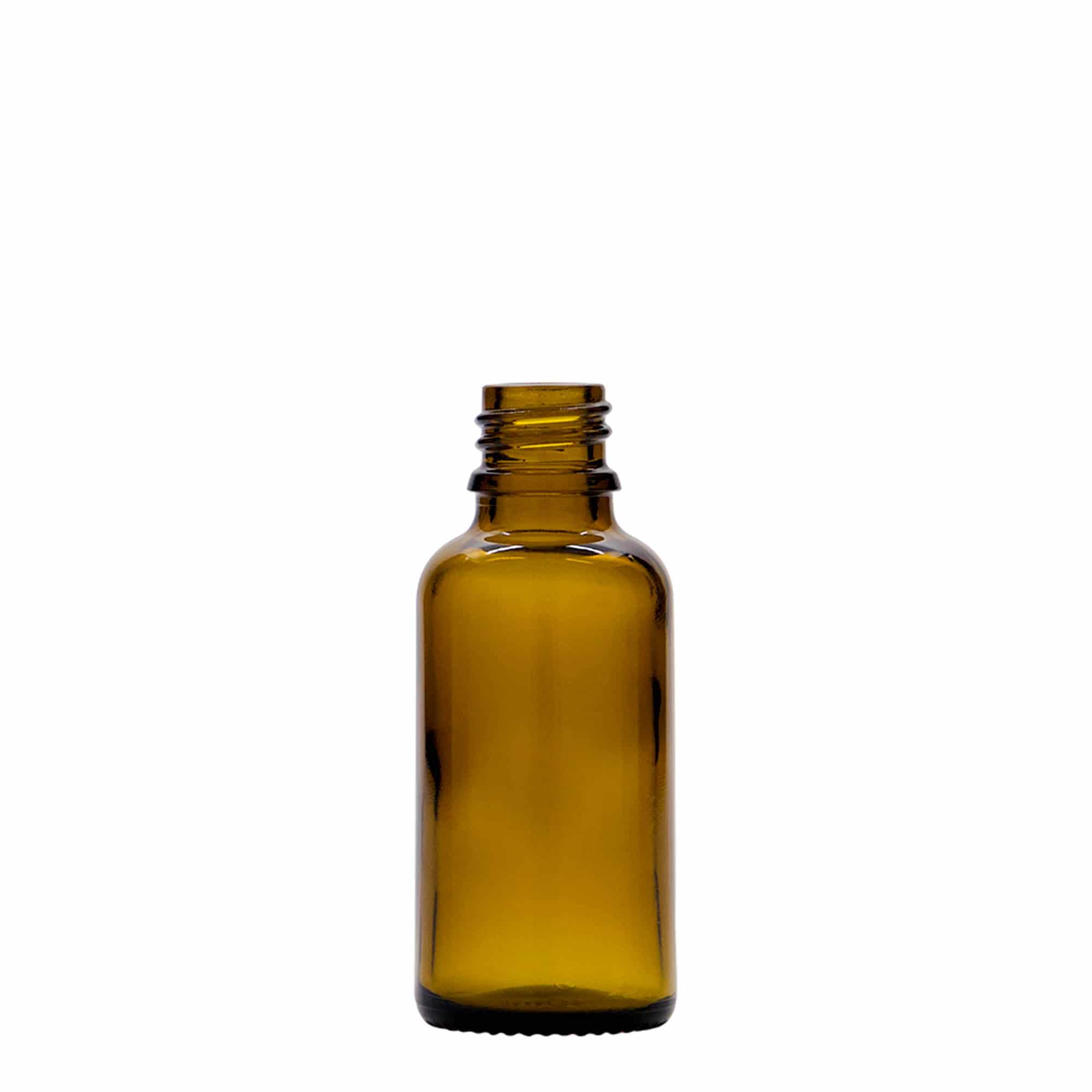 30 ml lieková fľaštička s kvapkadlom, sklo, hnedá, hrdlo: DIN 18