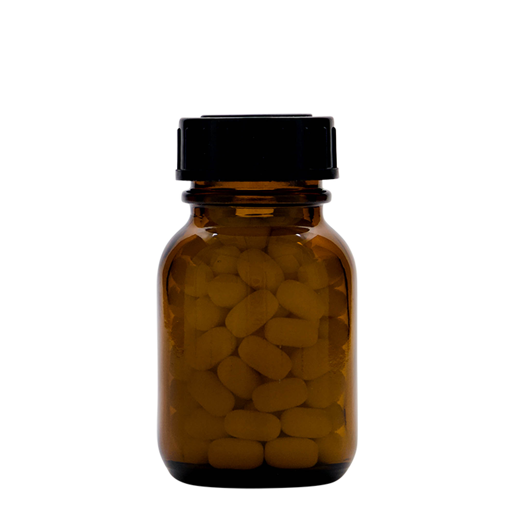 50 ml širokouhlová fľaša, hnedá, hrdlo: DIN 32