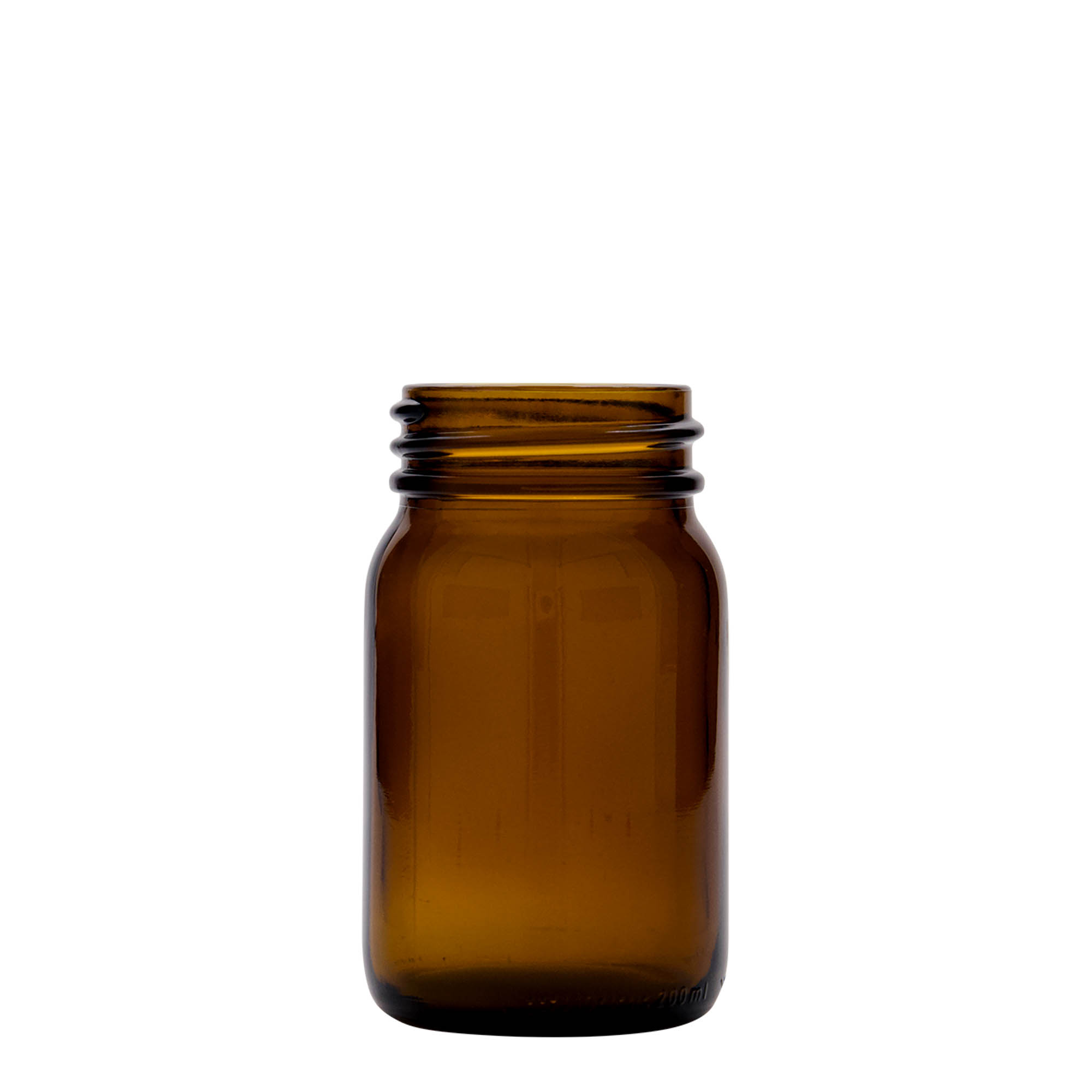200 ml širokouhlové hnedé sklo, hrdlo: DIN 55 200 ml širokouhlové hnedé sklo, hrdlo: DIN 55