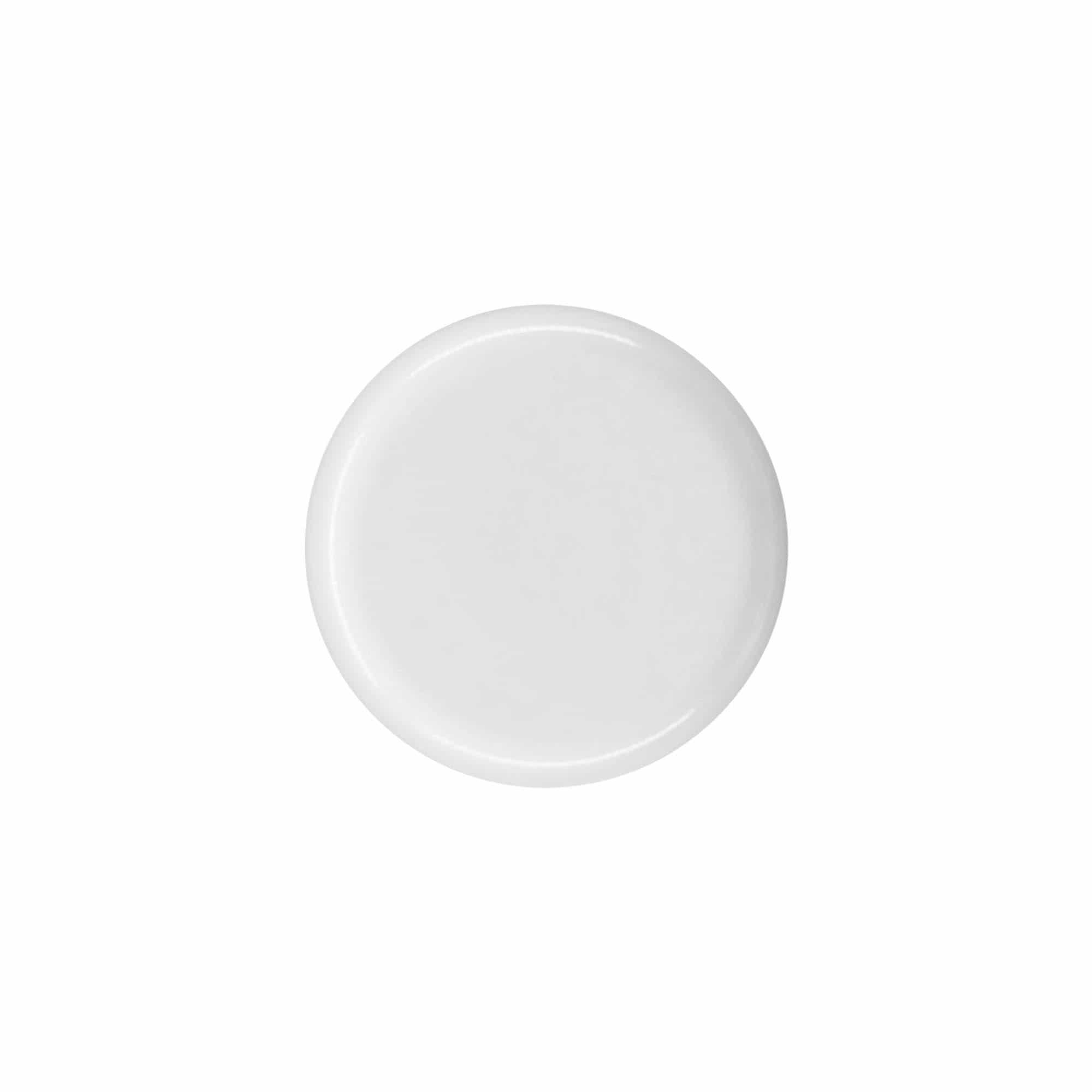 Zátka so závitom pre okrúhlu fľašu so striekačkovým uzáverom, PE plast, biela, pre hrdlo: DIN 18