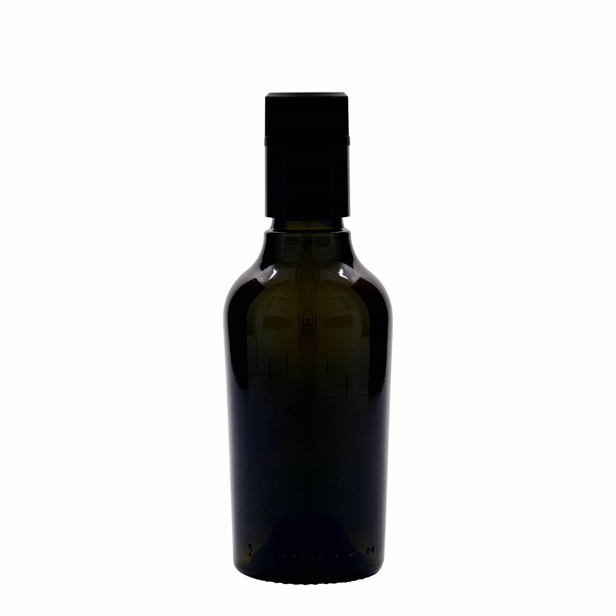 250 ml fľaša na ocot/olej „Oleum“, sklená, antická zelená farba, hrdlo: DOP