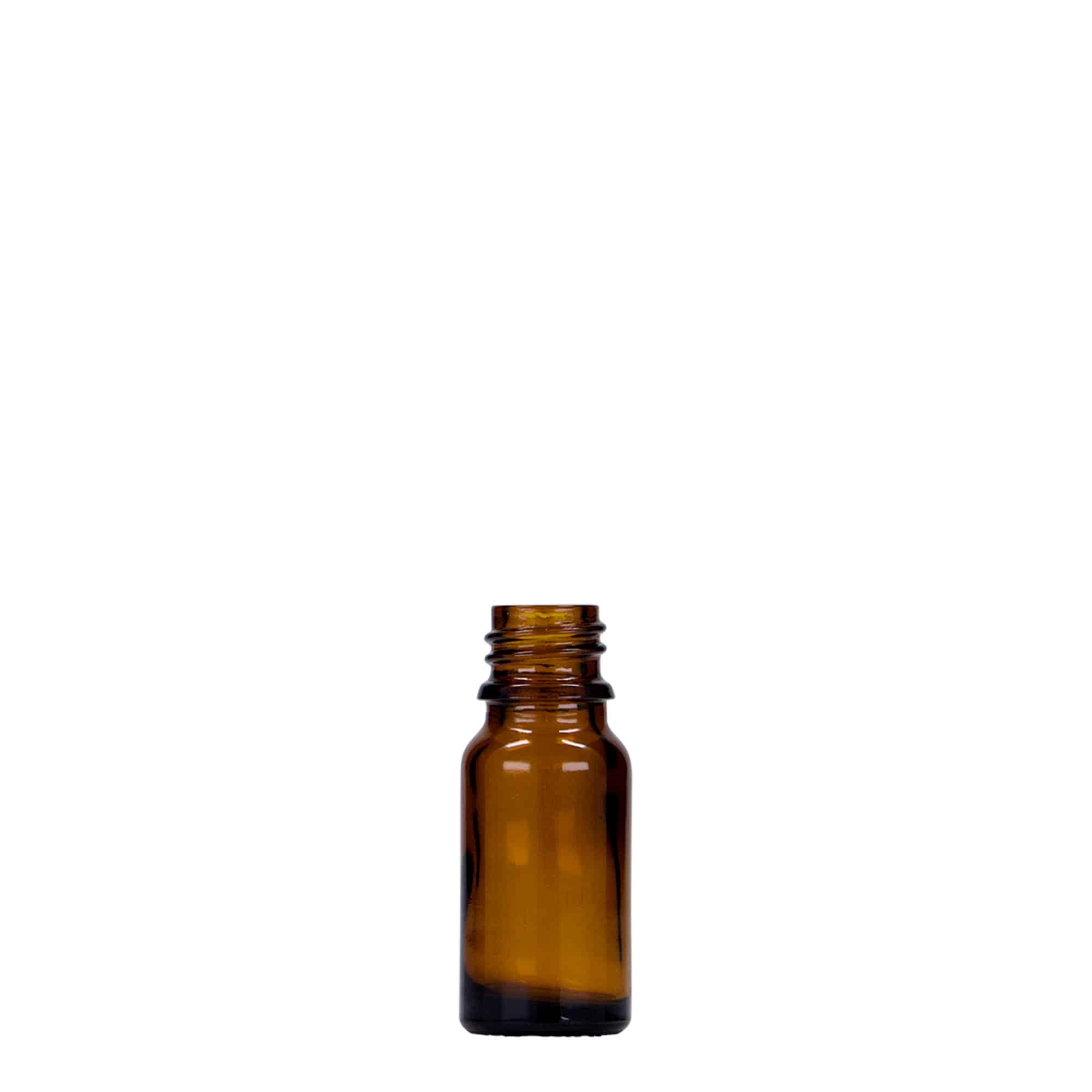 10 ml lekárska fľaša, sklo, hnedá, hrdlo: DIN 18