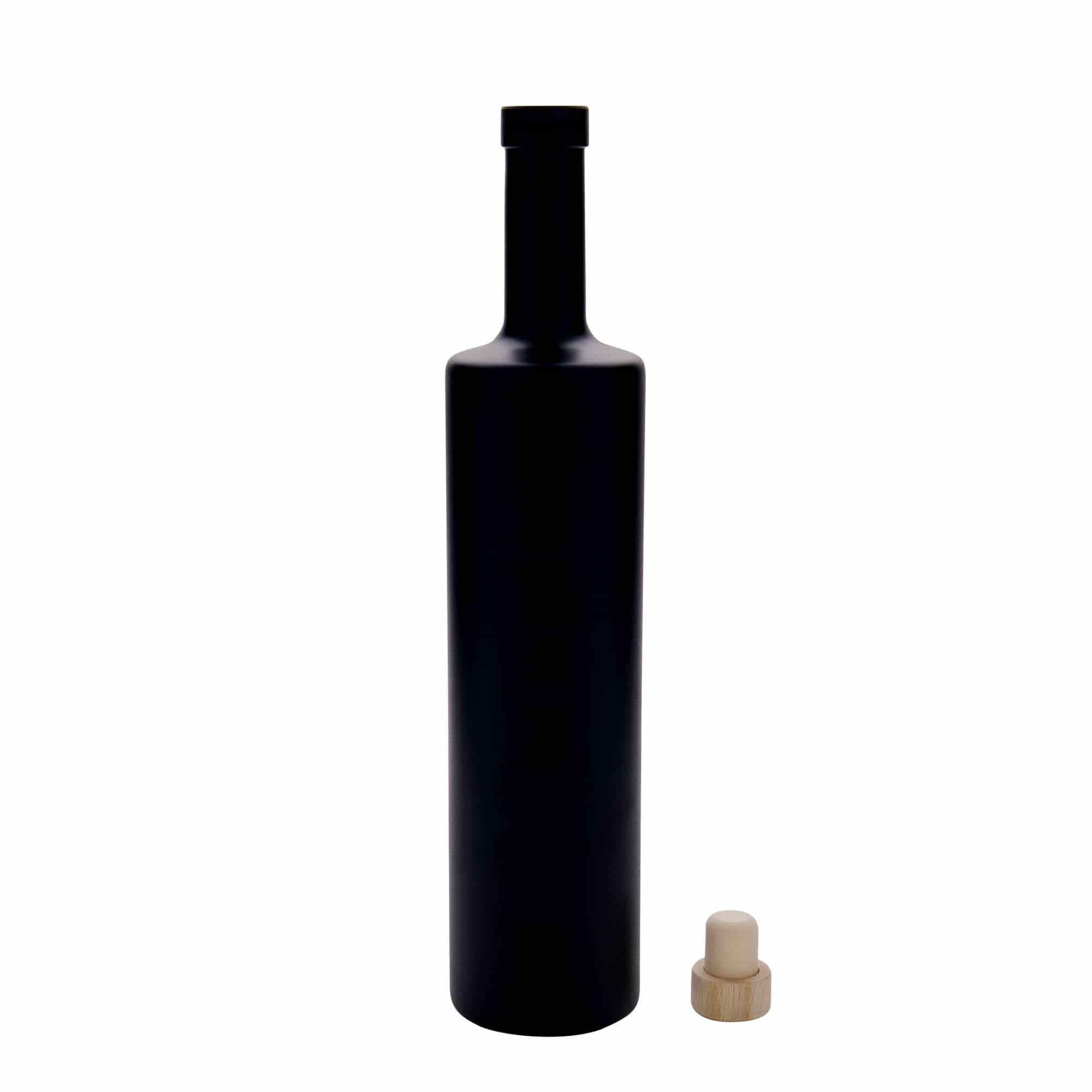 700 ml sklená fľaša „Centurio“, čierna farba, hrdlo: korok