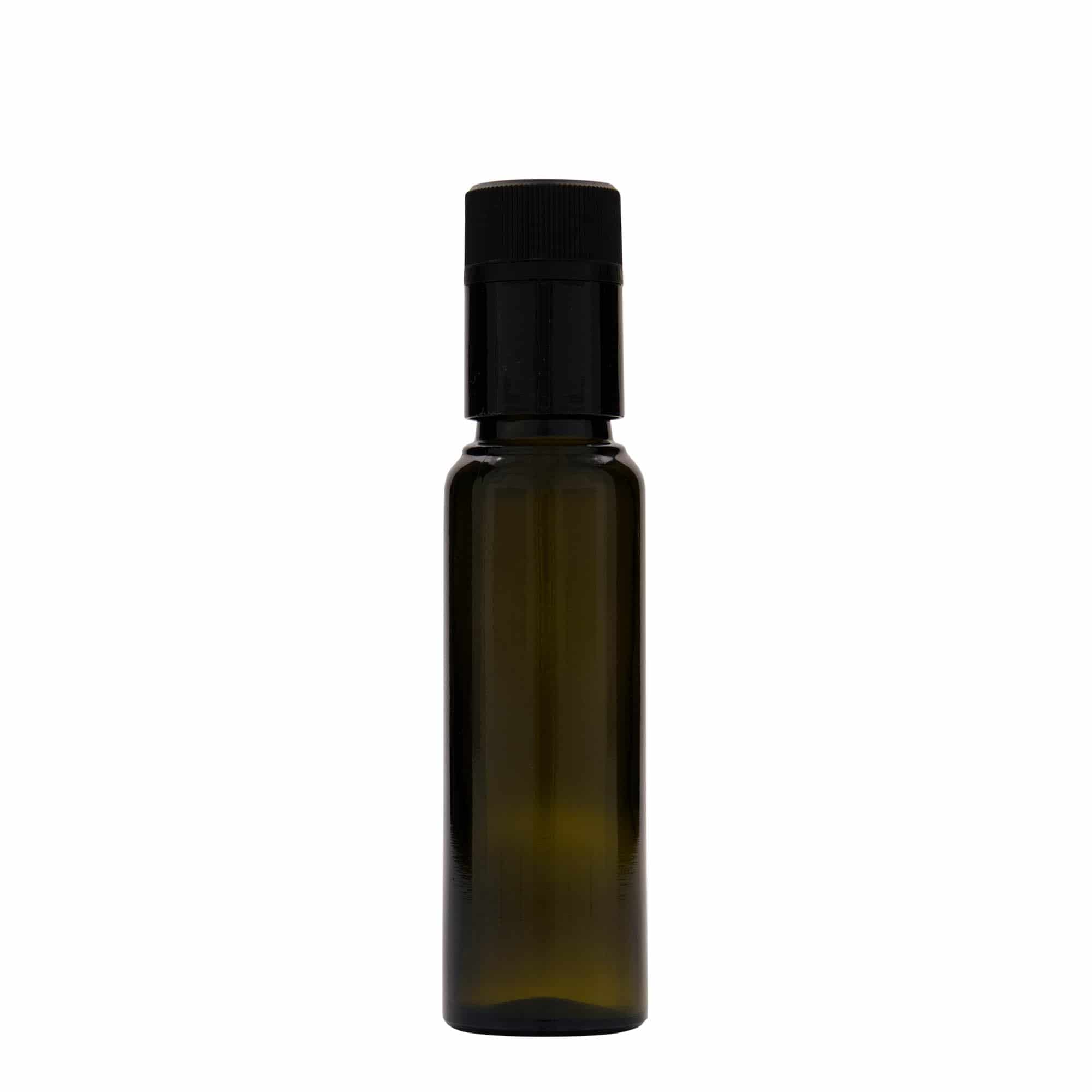 100 ml fľaša na ocot/olej „Willy New“, sklená, antická zelená farba, hrdlo: DOP