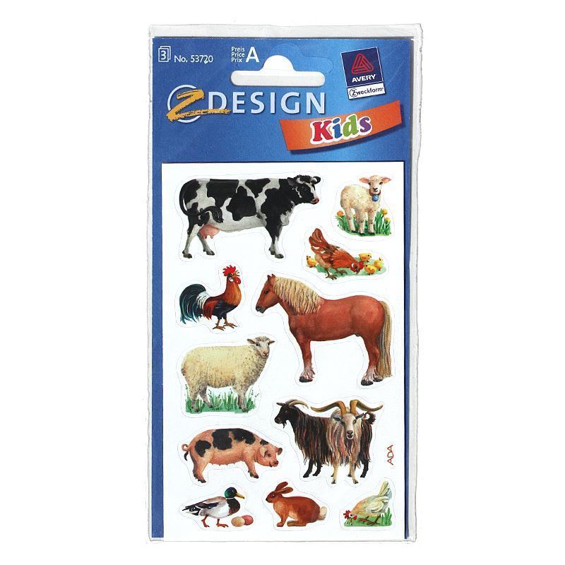 Zweckform Nálepky 'Farmárske zvieratá', papier, viacfarebné