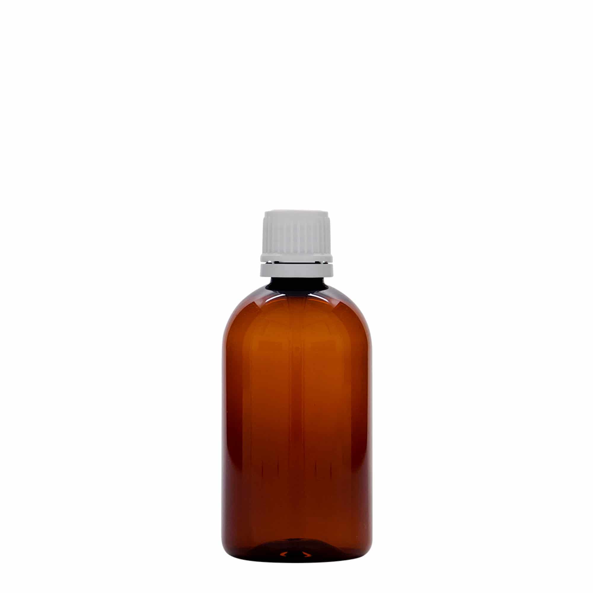 100 ml PET liekovka „Easy Living“, hnedá farba, plast, hrdlo: DIN 18
