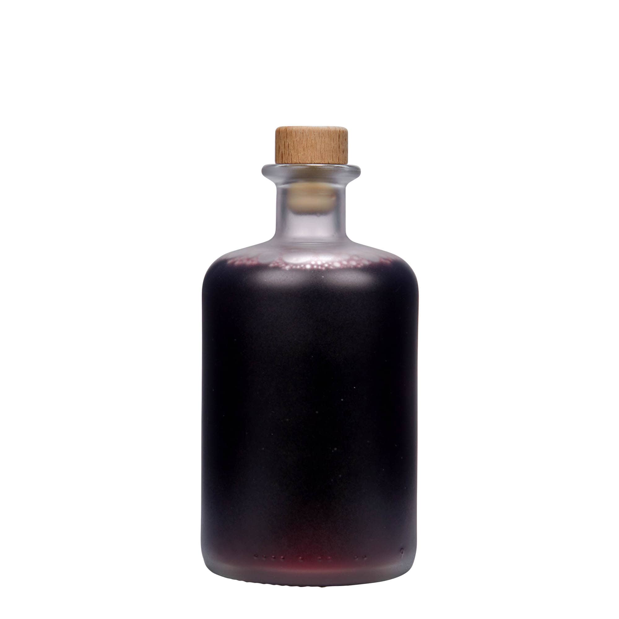 500 ml lekárnická sklenená fľaša, mrazená, hrdlo: korok