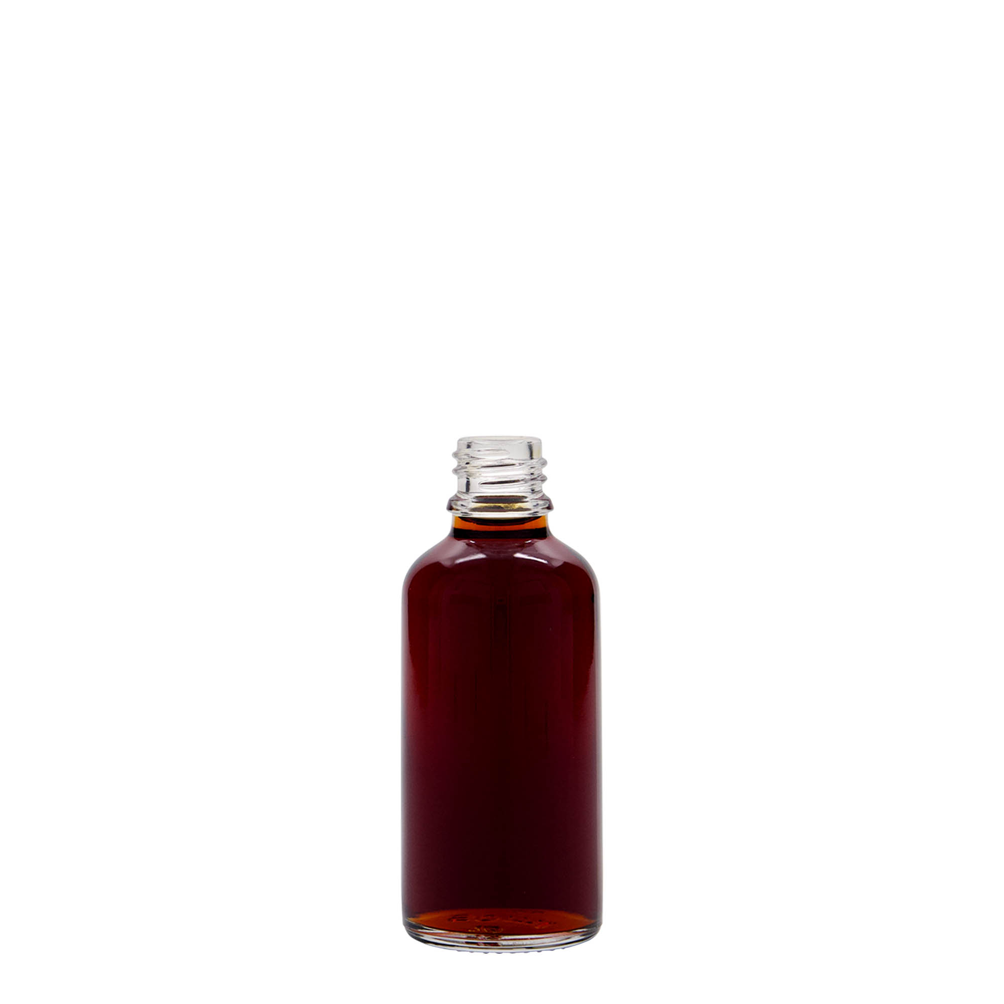 50 ml lekárska fľaša, sklo, hrdlo: DIN 18