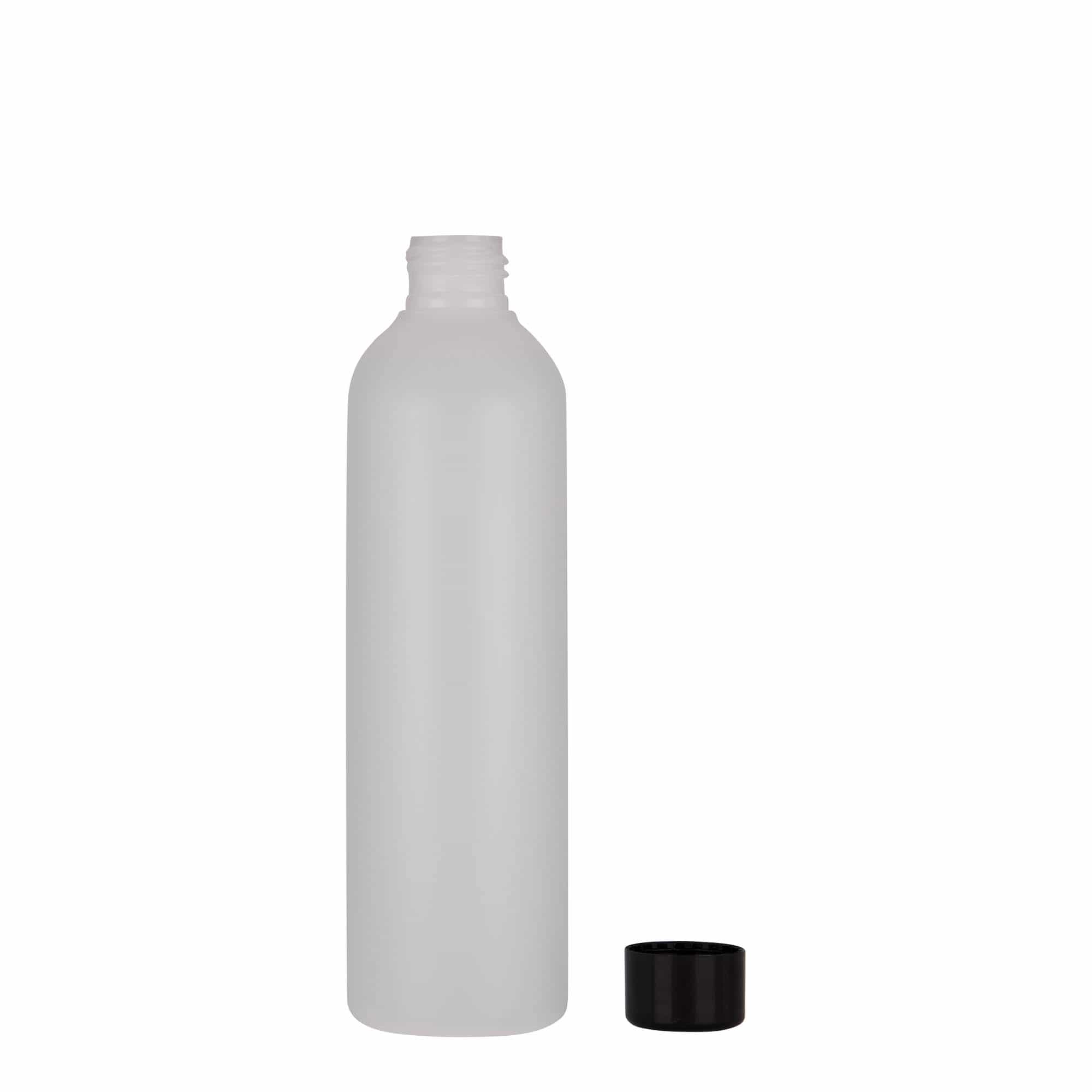 250 ml plastová fľaša „Tuffy“, HDPE, prírodná farba, hrdlo: GPI 24/410