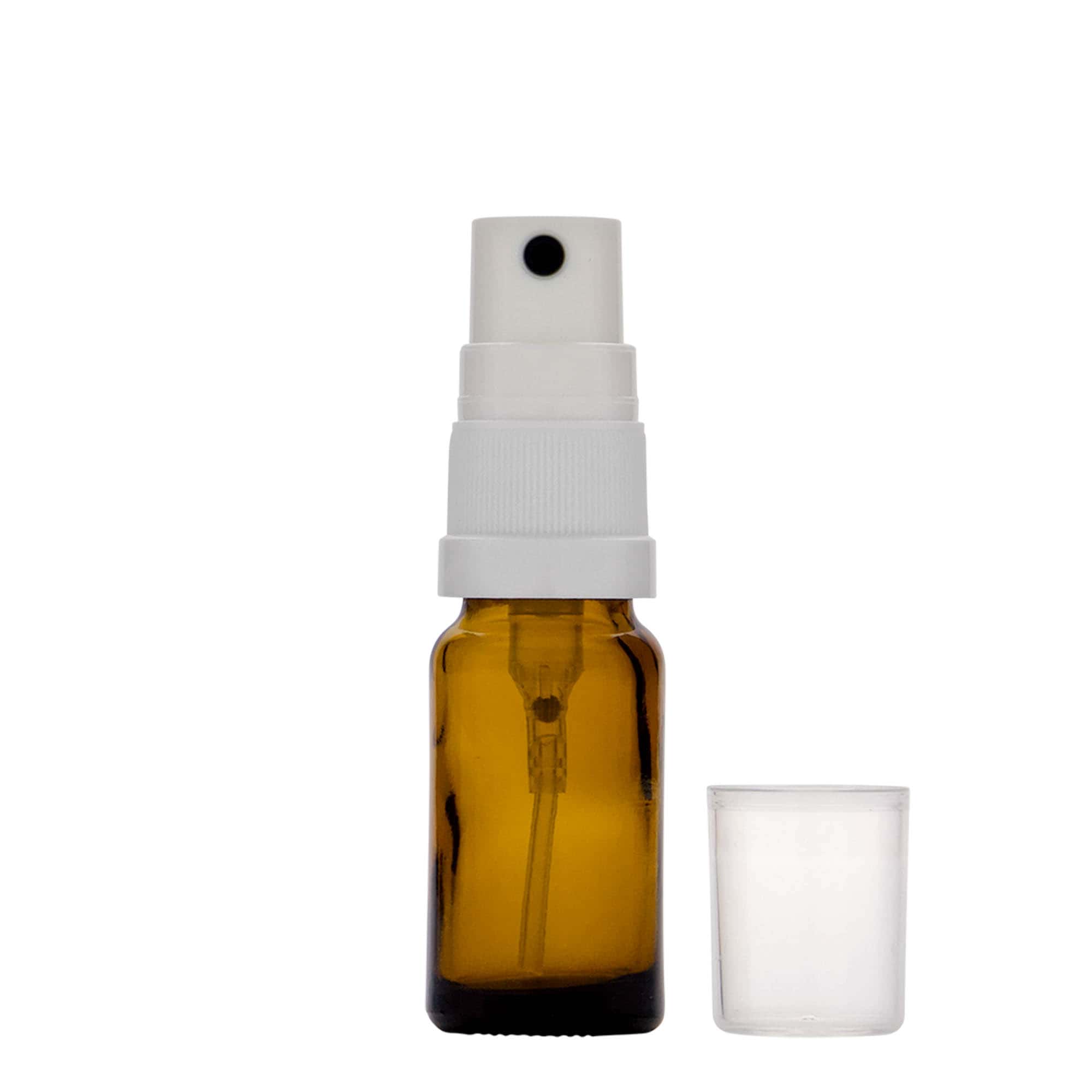 10 ml lekárska rozprašovacia fľaša, sklo, hnedá, hrdlo: DIN 18