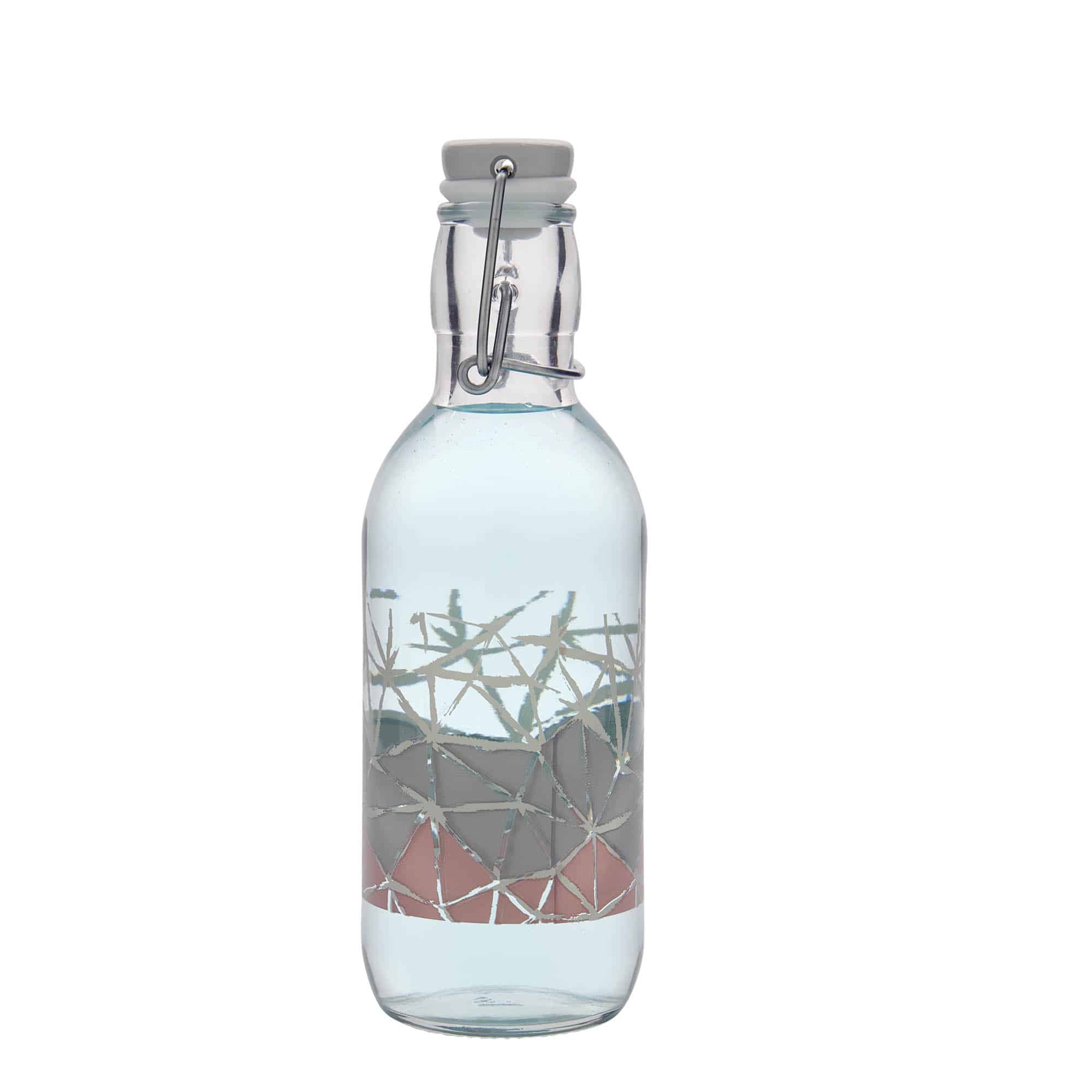 500 ml sklená fľaša „Emilia“, motív: Manolibera ružová farba, hrdlo: strmeňový uzáver