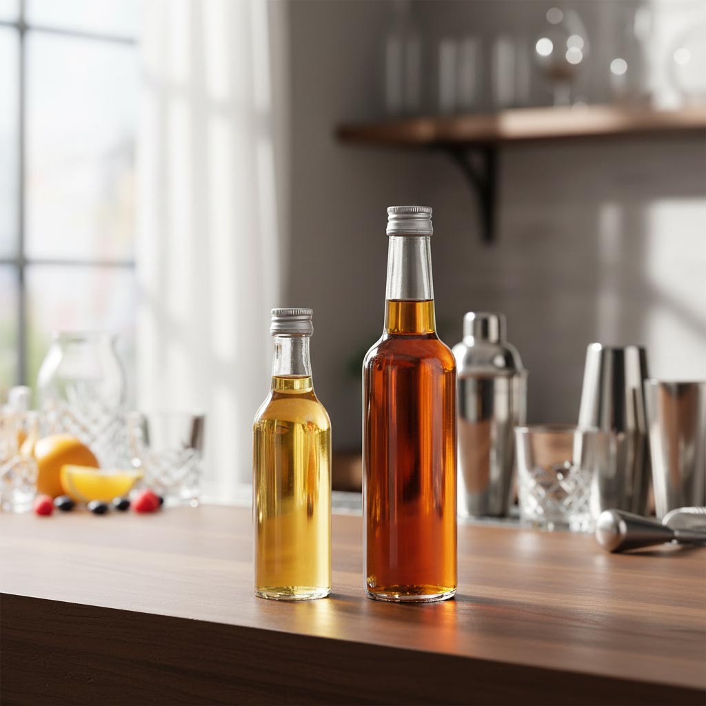 50 ml sklenená fľaša s priamym hrdlom, hrdlo: PP 18