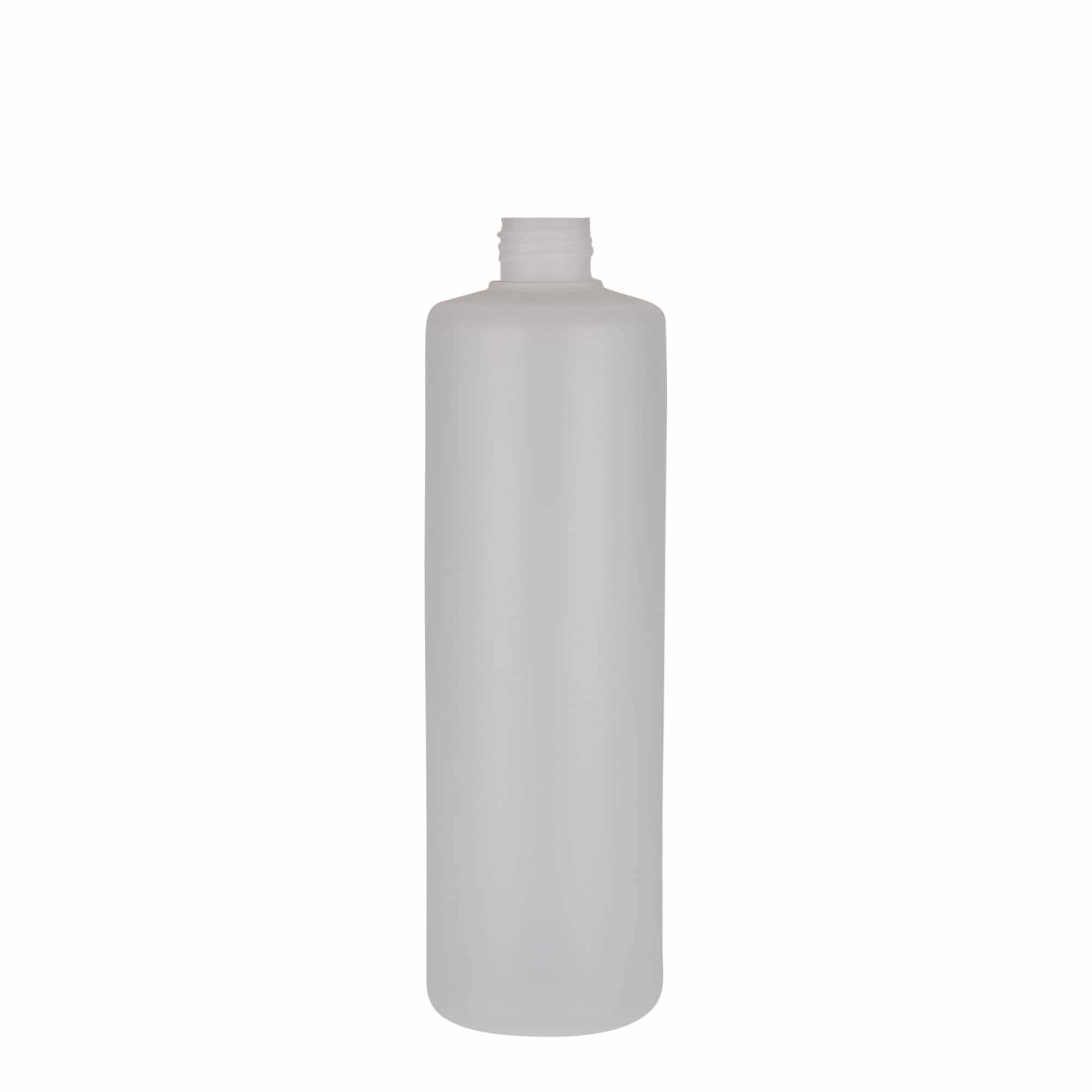 500 ml okrúhla fľaša, PE plast, prírodná farba, hrdlo: skrutkovací uzáver 500 ml okrúhla fľaša, PE plast, prírodná farba, hrdlo: skrutkovací uzáver