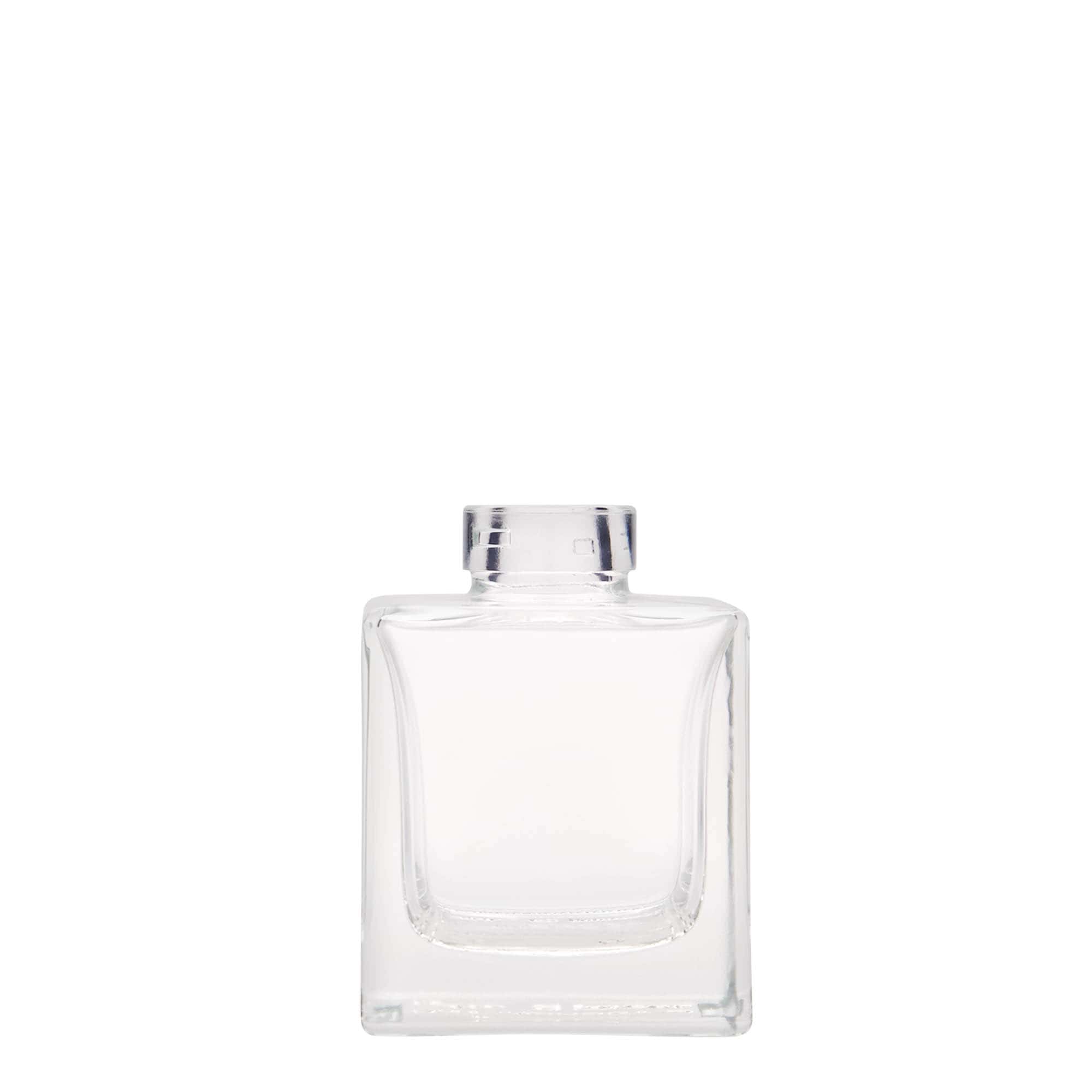 100 ml sklenená fľaša 'Cube', štvorcová, hrdlo: korkové