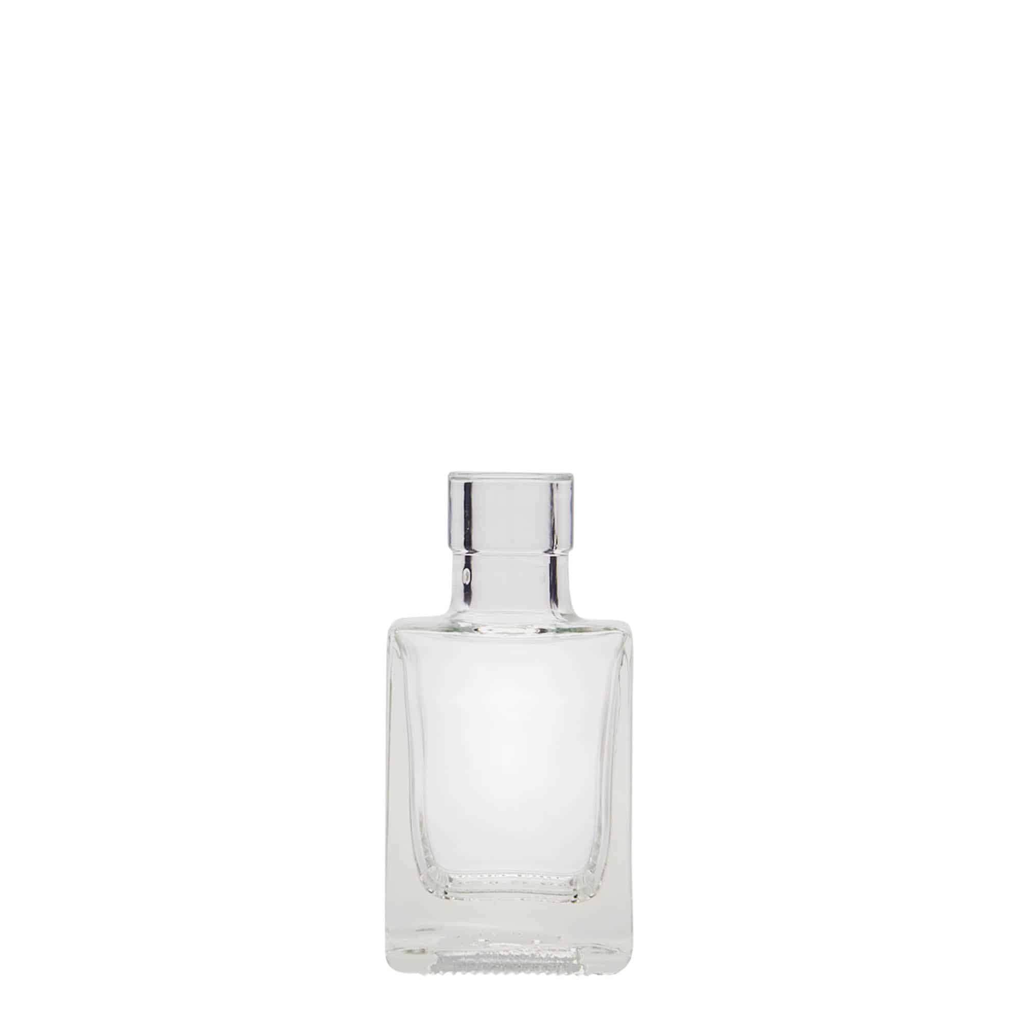 50 ml sklená fľaša „Cube“, štvorcová, hrdlo: korok