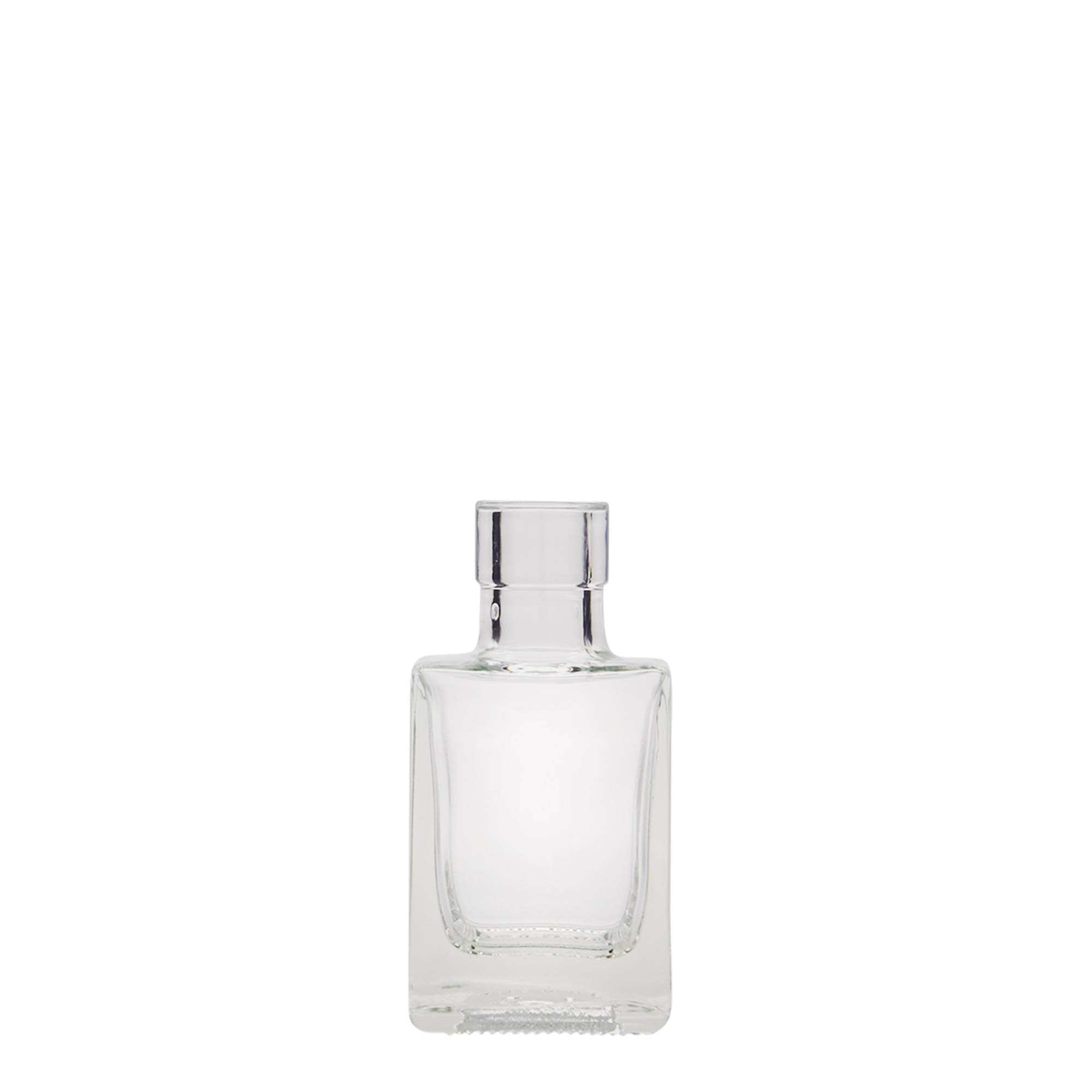50 ml sklenená fľaša 'Cube', štvorcová, hrdlo: korok 50 ml sklenená fľaša 'Cube', štvorcová, hrdlo: korok