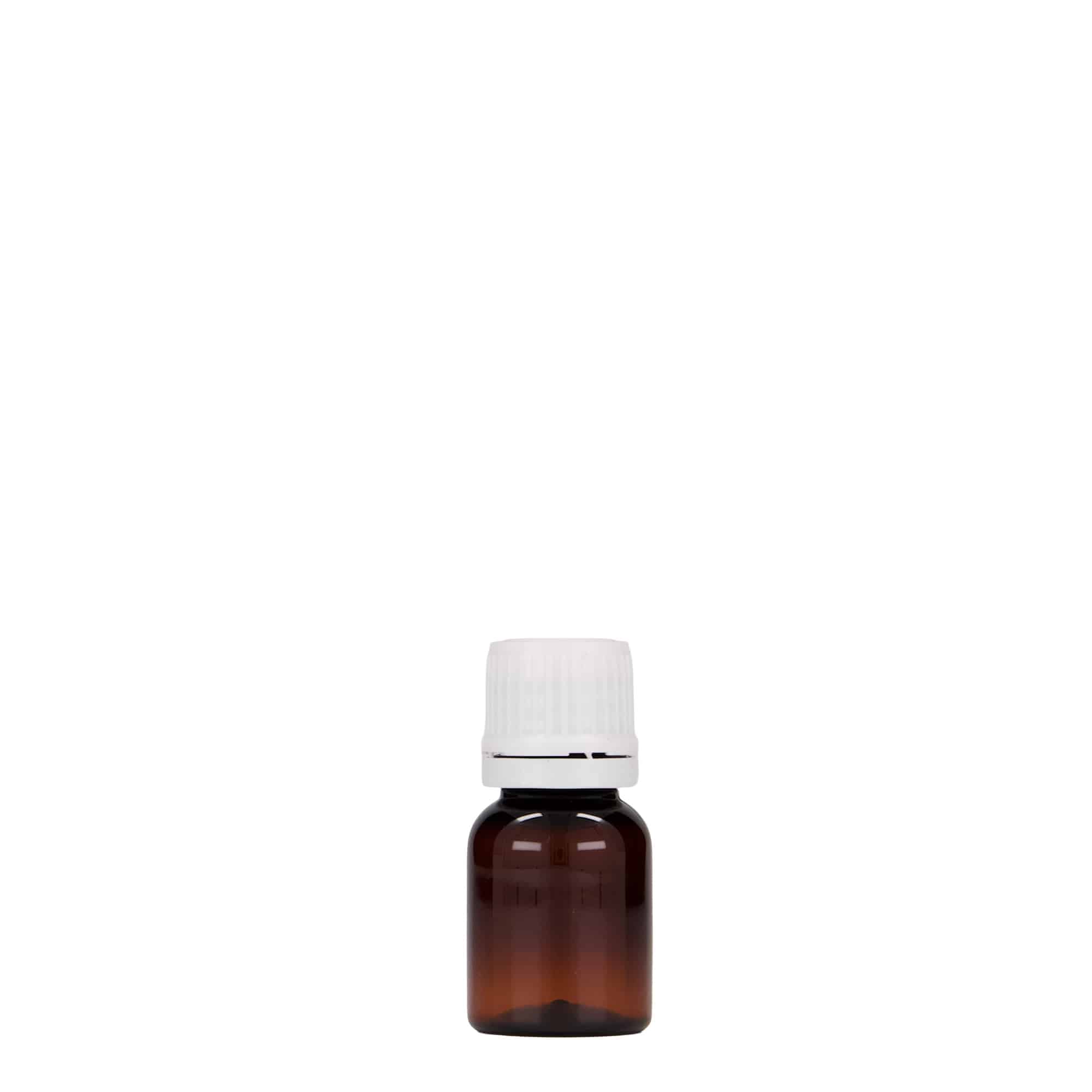 10 ml PET lekárska fľaša 'Easy Living', hnedá, plast, hrdlo: DIN 18