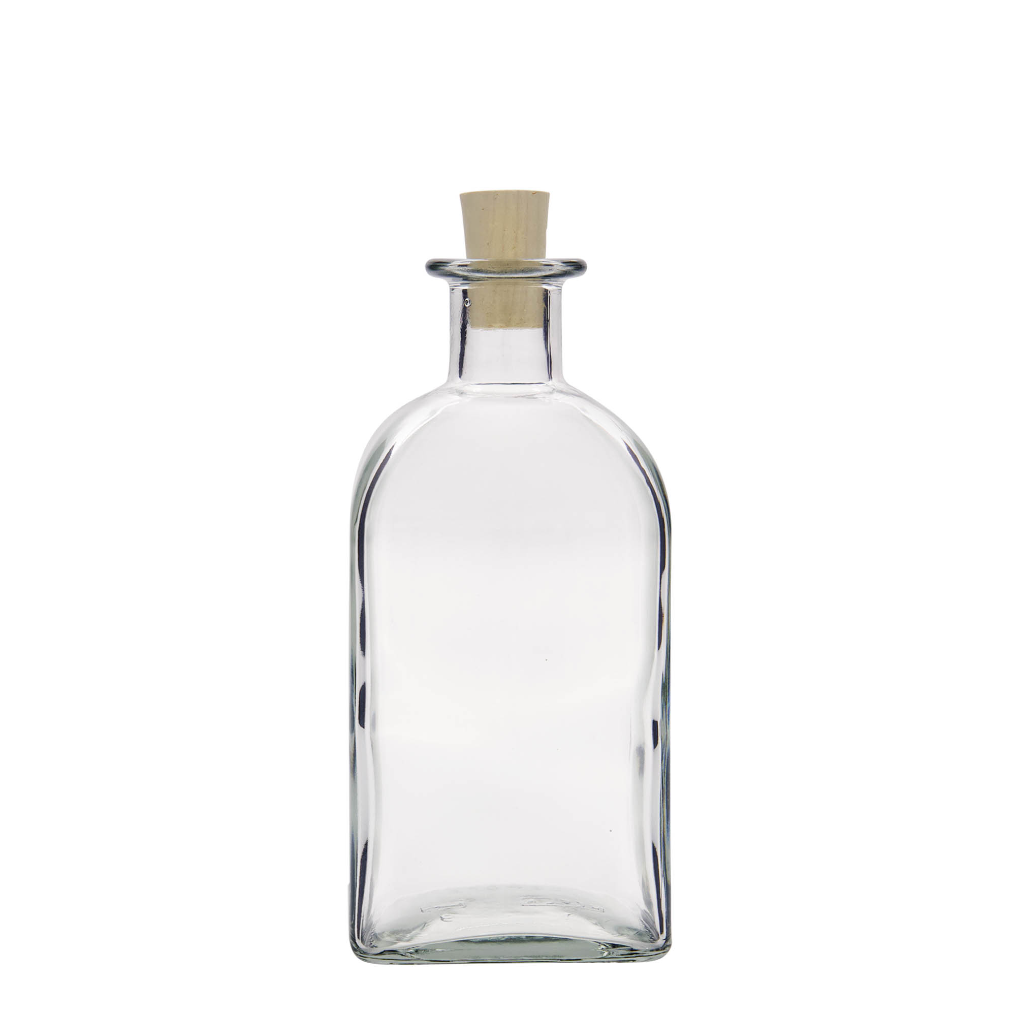 500 ml sklenená fľaša Apotheker Carré, štvorcová, hrdlo: korkové