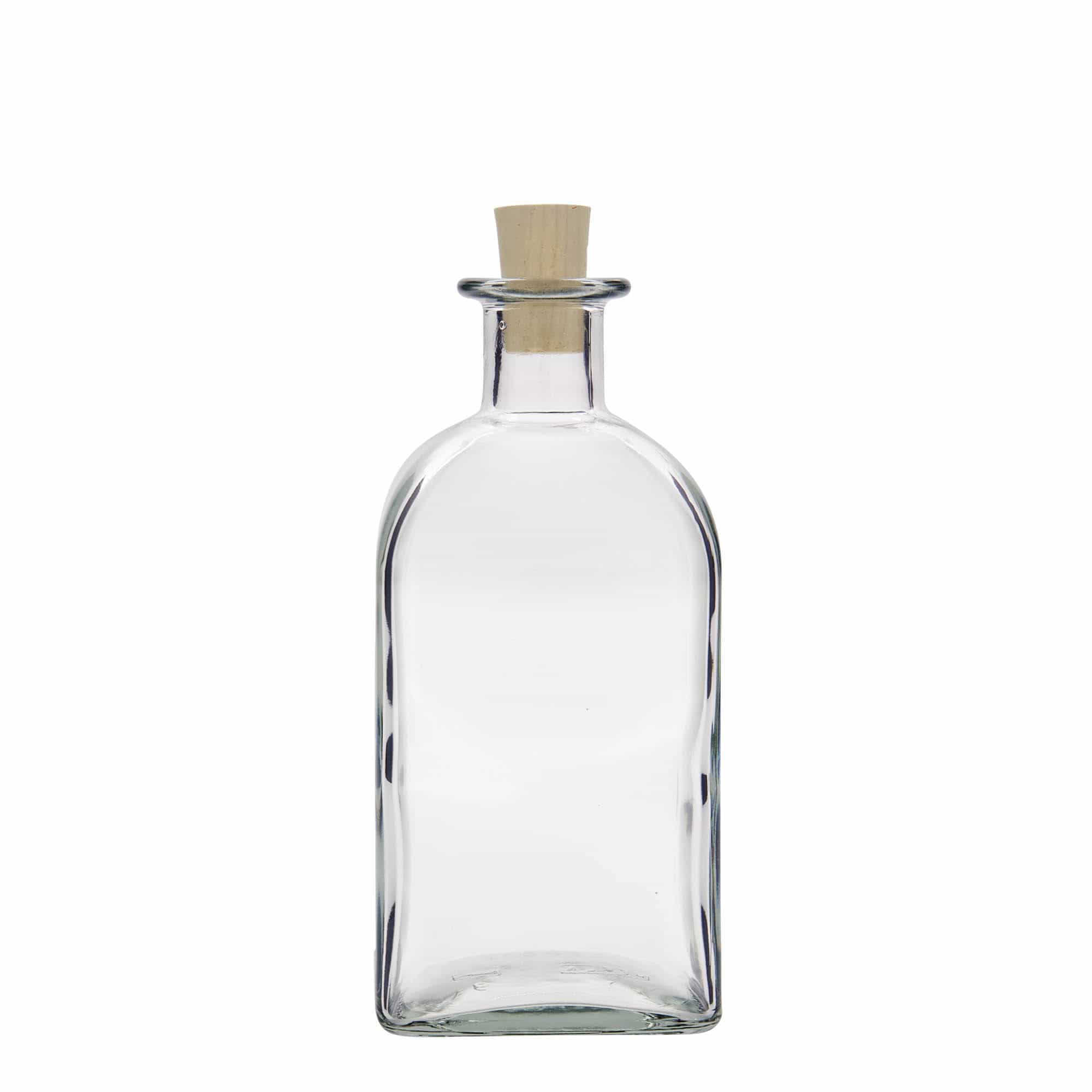 500 ml sklenená fľaša Apotheker Carré, štvorcová, hrdlo: korkové