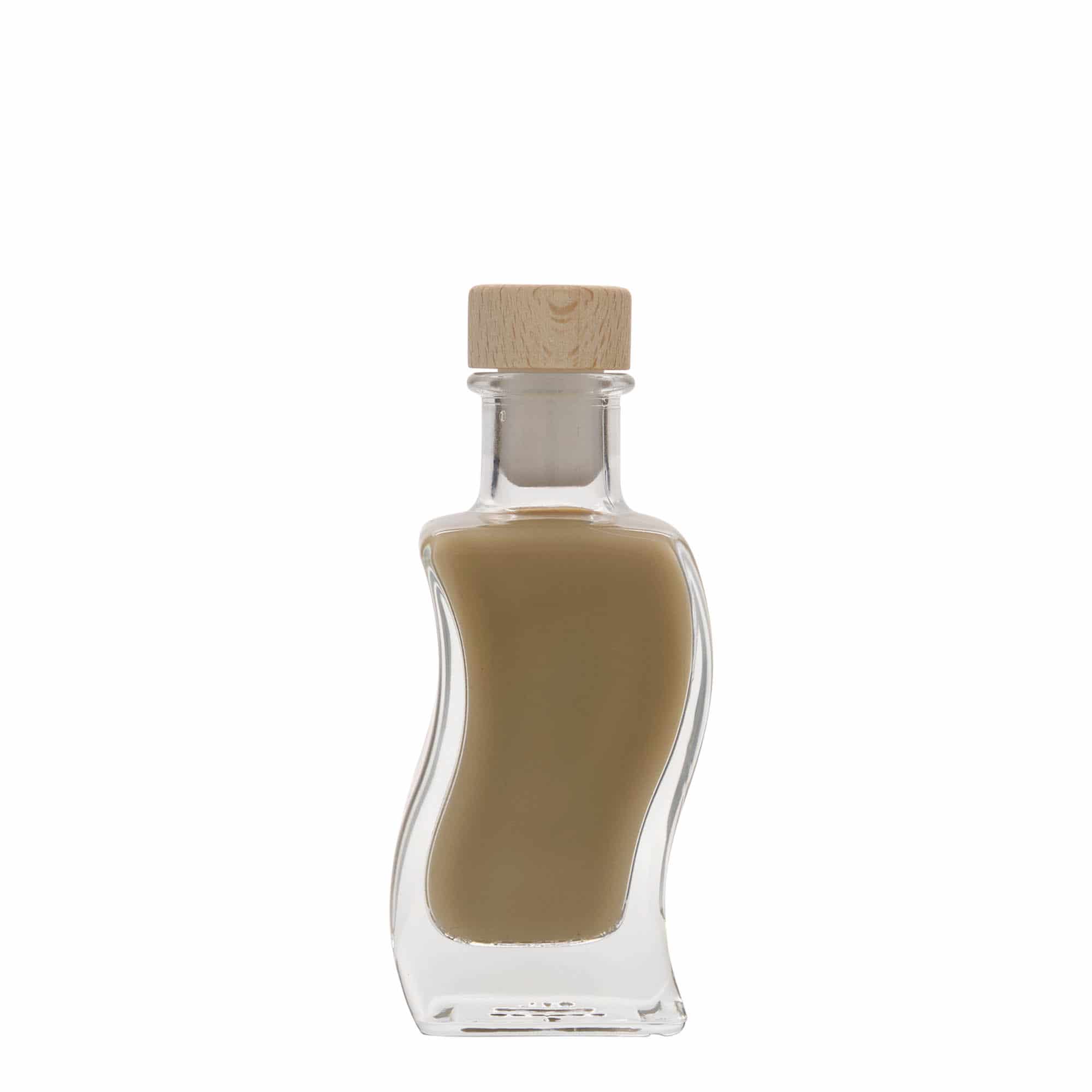 100 ml sklená fľaša „Vlna“, štvorcová, hrdlo: korok