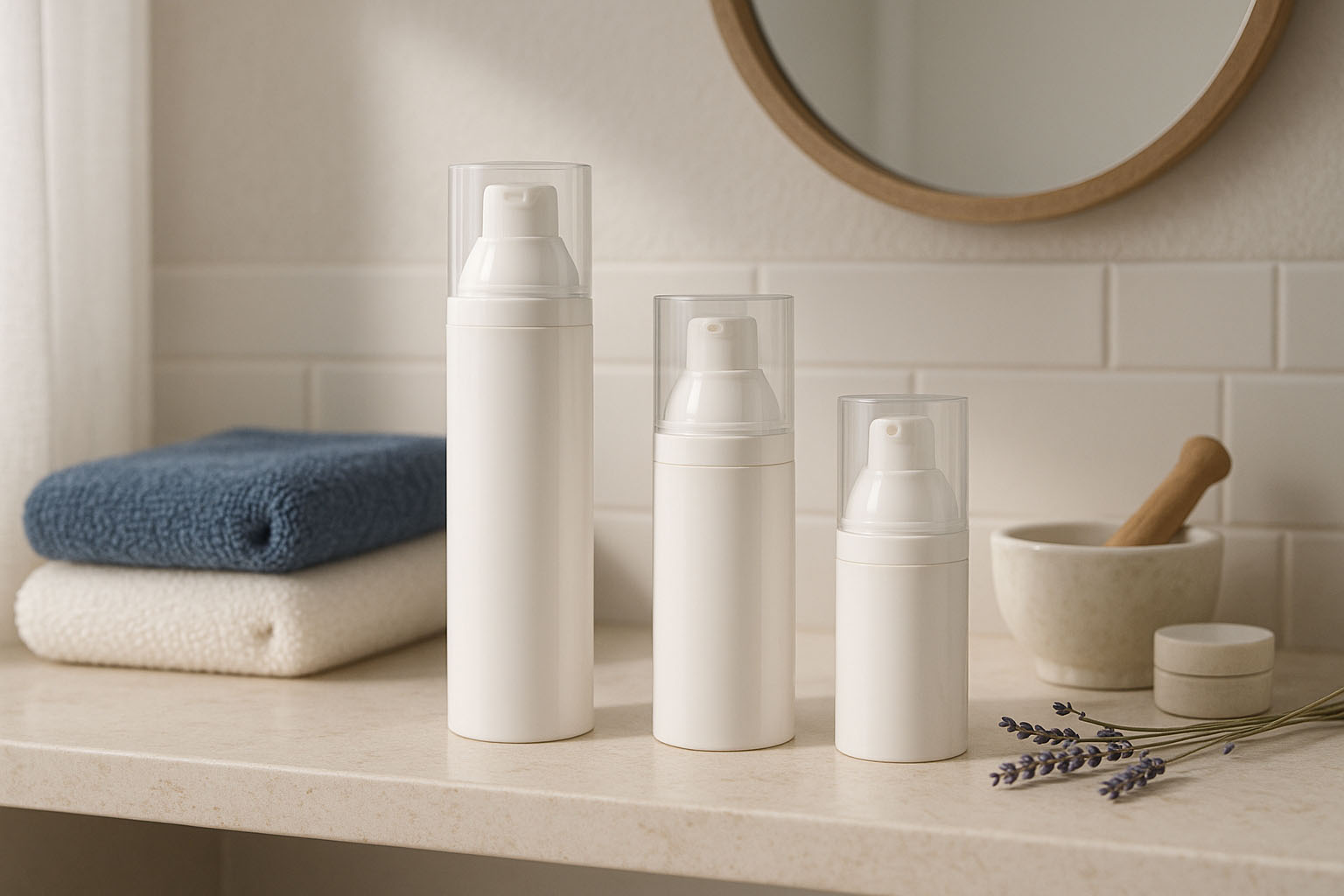 Airless dávkovacia pumpa 'Mezzo', PP-plast, biela Airless dávkovacia pumpa 'Mezzo', PP-plast, biela