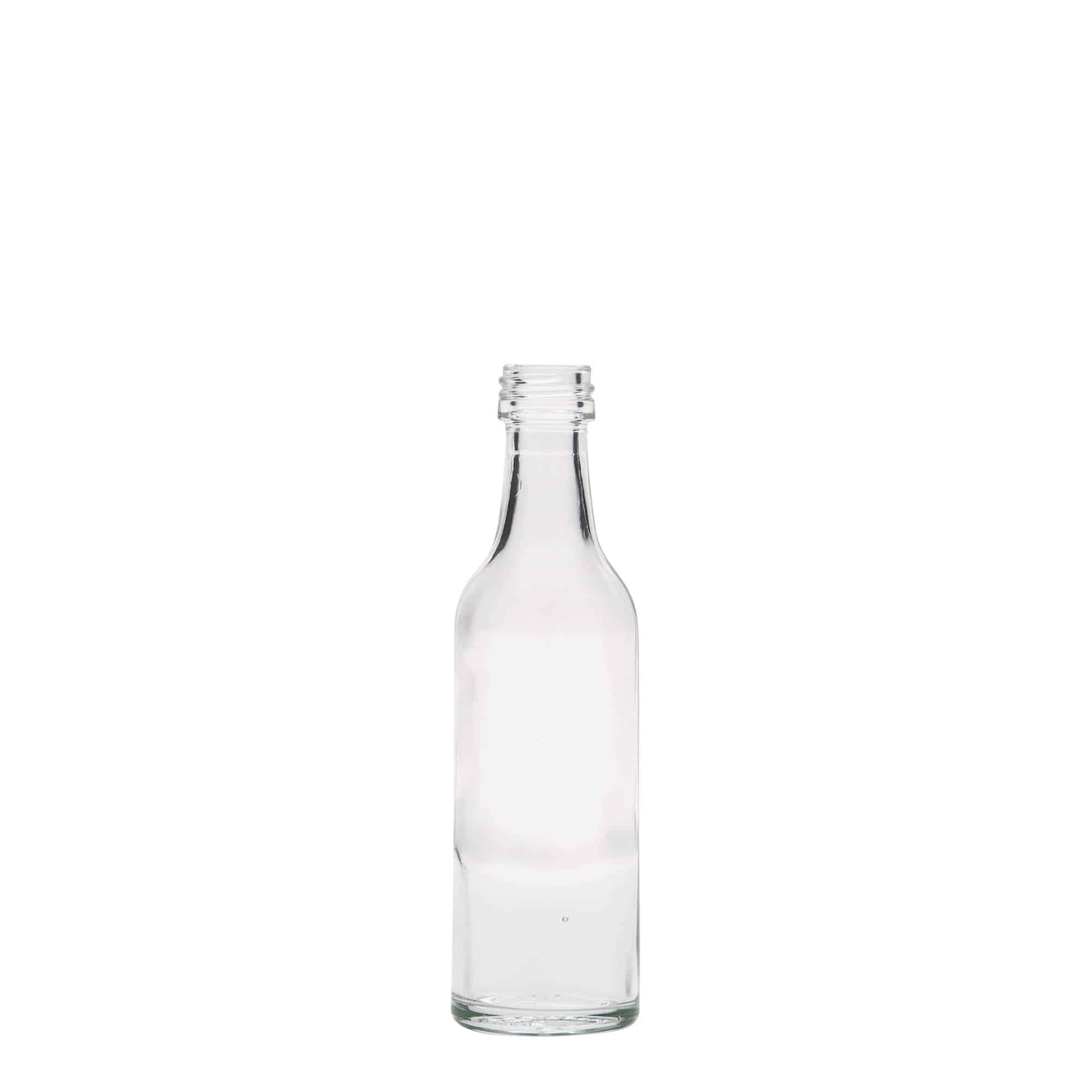 50 ml sklenená fľaša s priamym hrdlom, hrdlo: PP 18