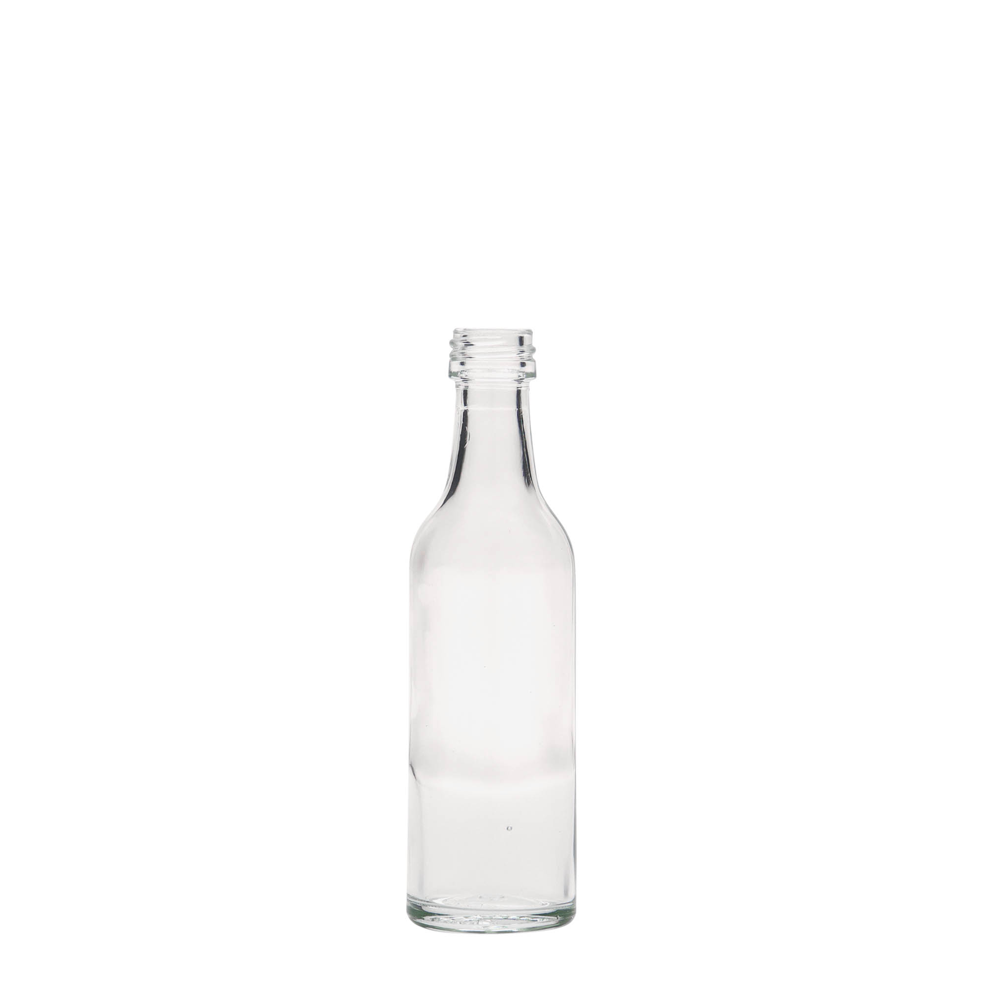 50 ml sklenená fľaša s priamym hrdlom, hrdlo: PP 18 50 ml sklenená fľaša s priamym hrdlom, hrdlo: PP 18