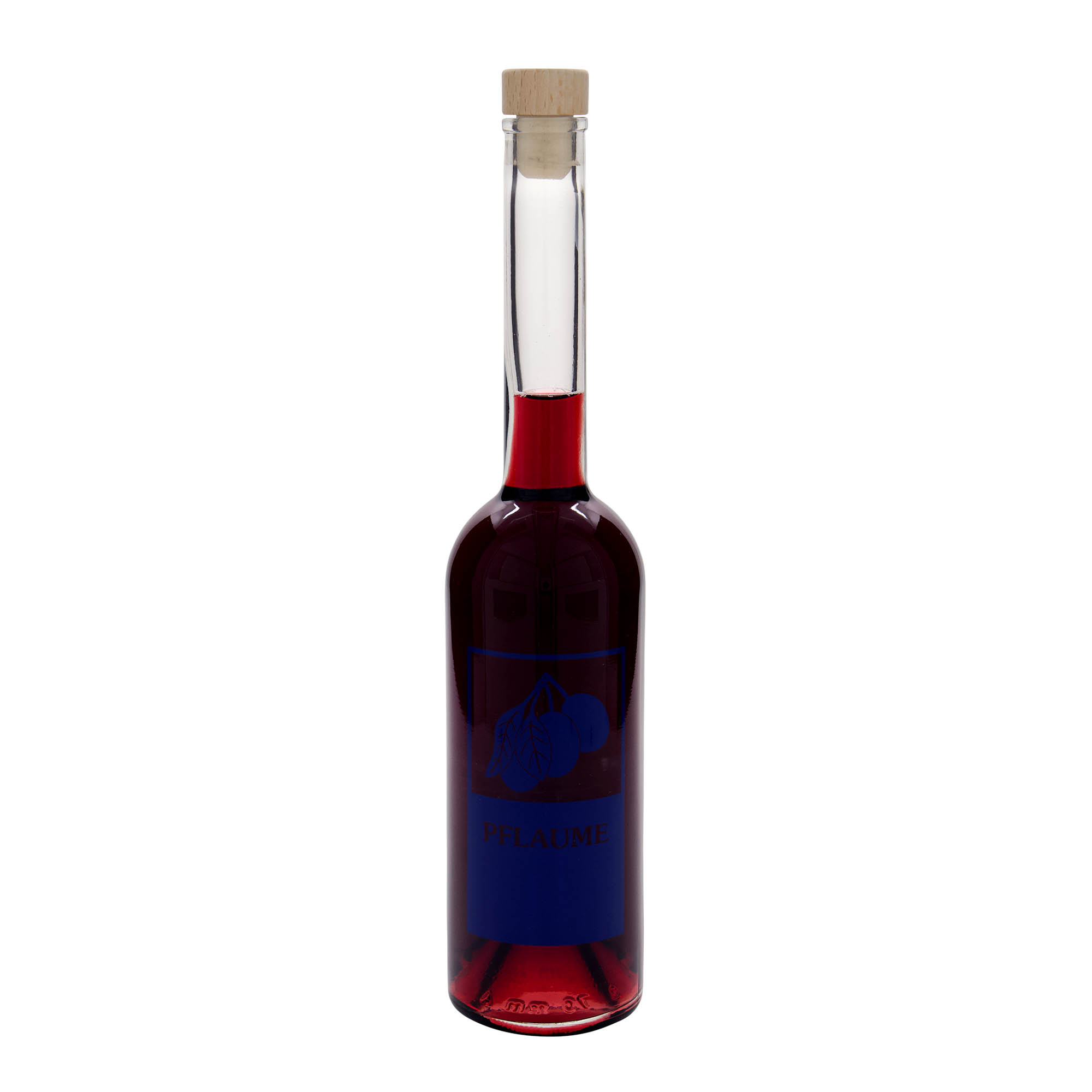 500 ml sklenená fľaša 'Opera', motív: slivka, hrdlo: korok
