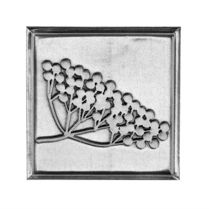 Cínová etiketa „Holunder“, štvorcová, kovová, strieborná Cínová etiketa „Holunder“, štvorcová, kovová, strieborná