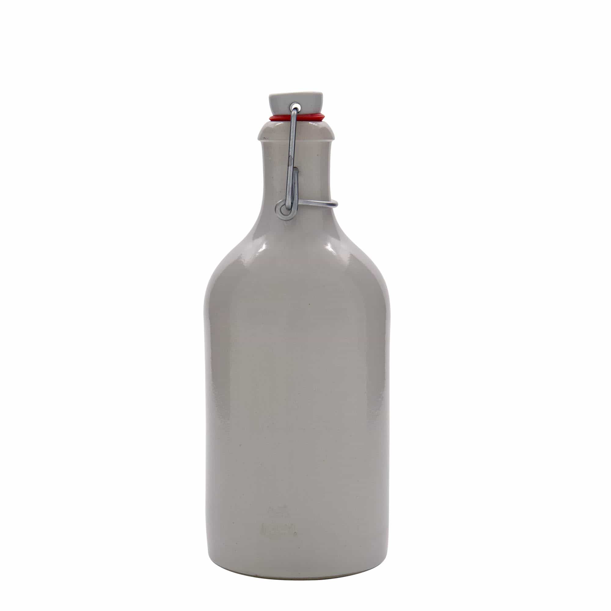 500 ml hlinený krčah, kamenina, biela farba, hrdlo: strmeňový uzáver