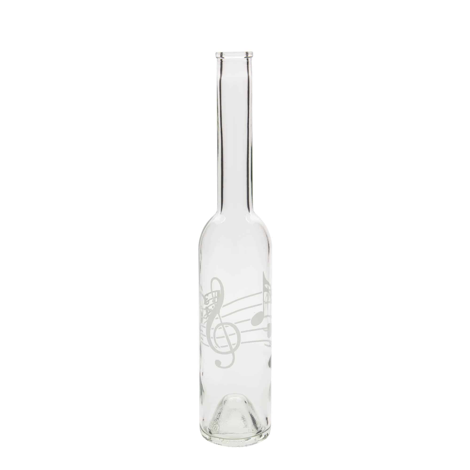 350 ml sklená fľaša „Opera“, motív: hudobné noty, hrdlo: korok 350 ml sklená fľaša „Opera“, motív: hudobné noty, hrdlo: korok