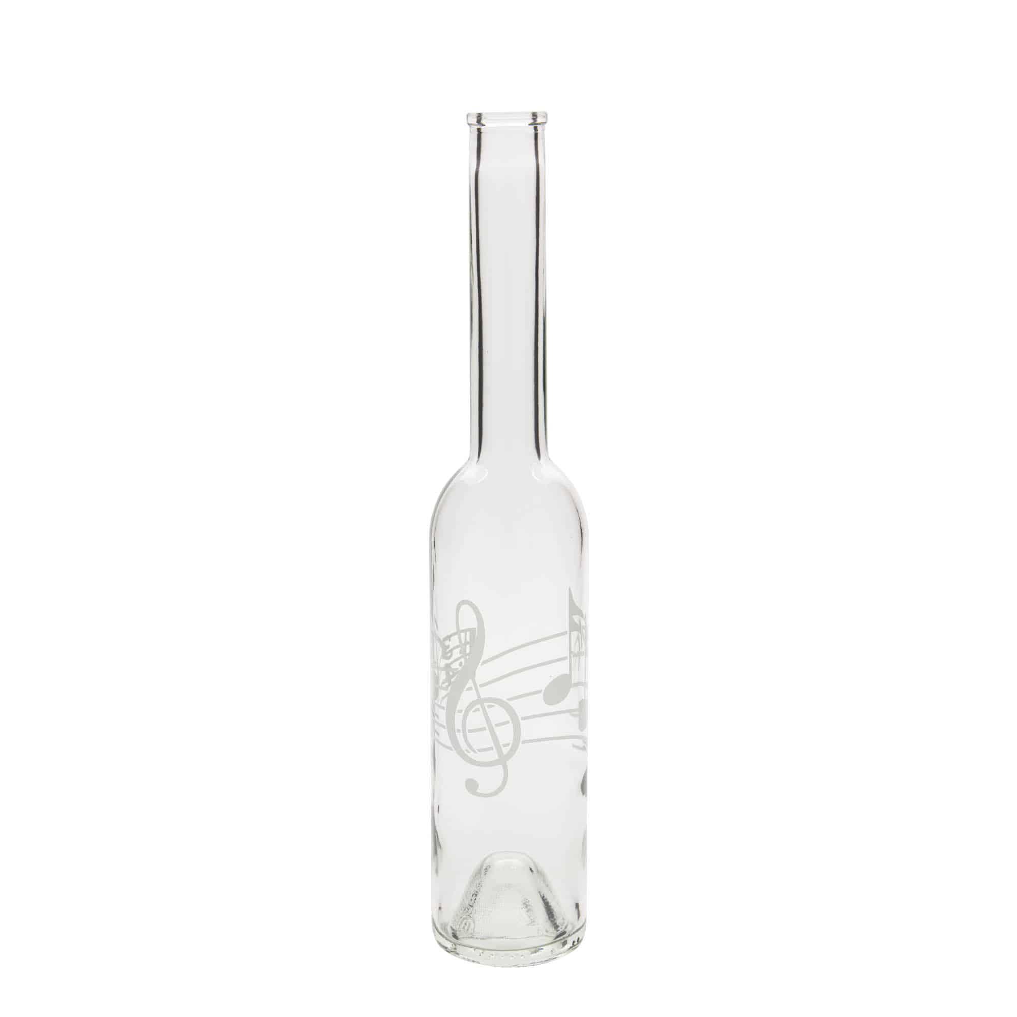 350 ml sklenená fľaša 'Opera', motív: noty, uzáver: korok
