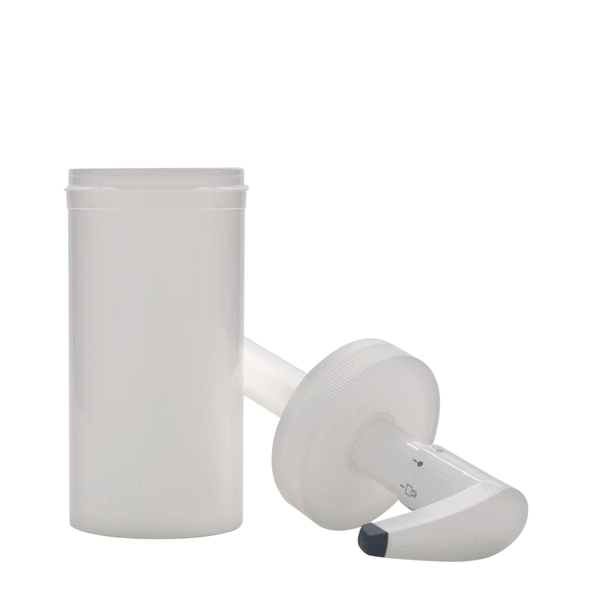 655 ml dávkovacia fľaša „Securibo x “, PP plast, biela farba, hrdlo: skrutkovací uzáver