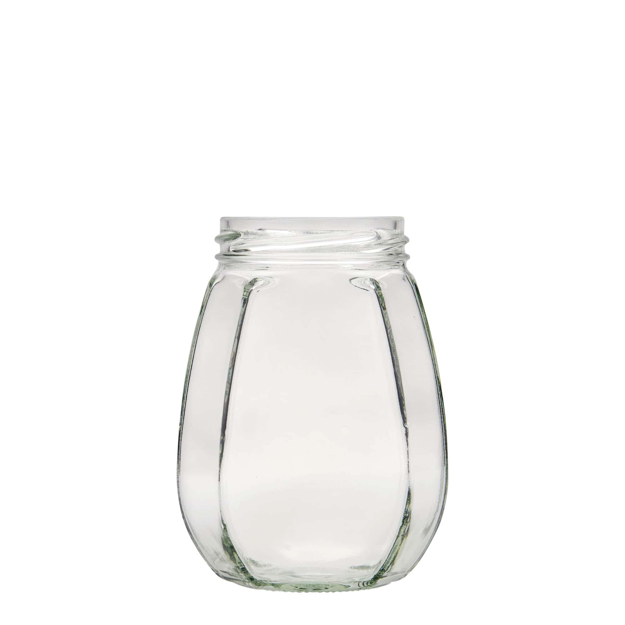 385 ml šesťhranná sklenená dóza na šperky, hrdlo: Twist-Off (TO 63)