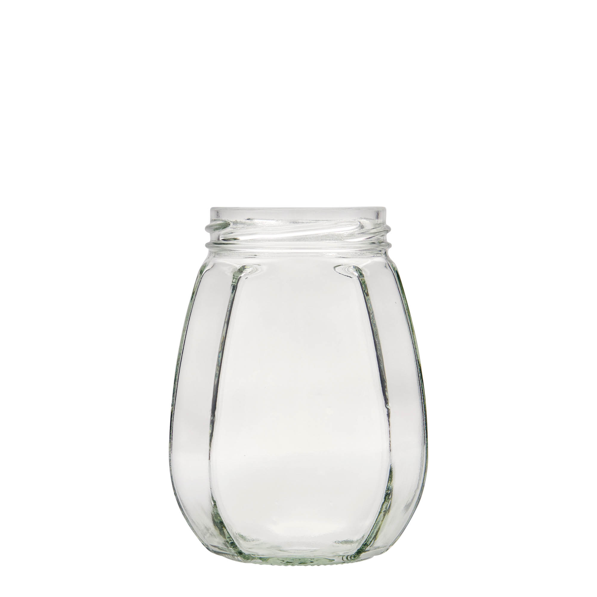 385 ml šesťhranná sklenená dóza na šperky, hrdlo: Twist-Off (TO 63)