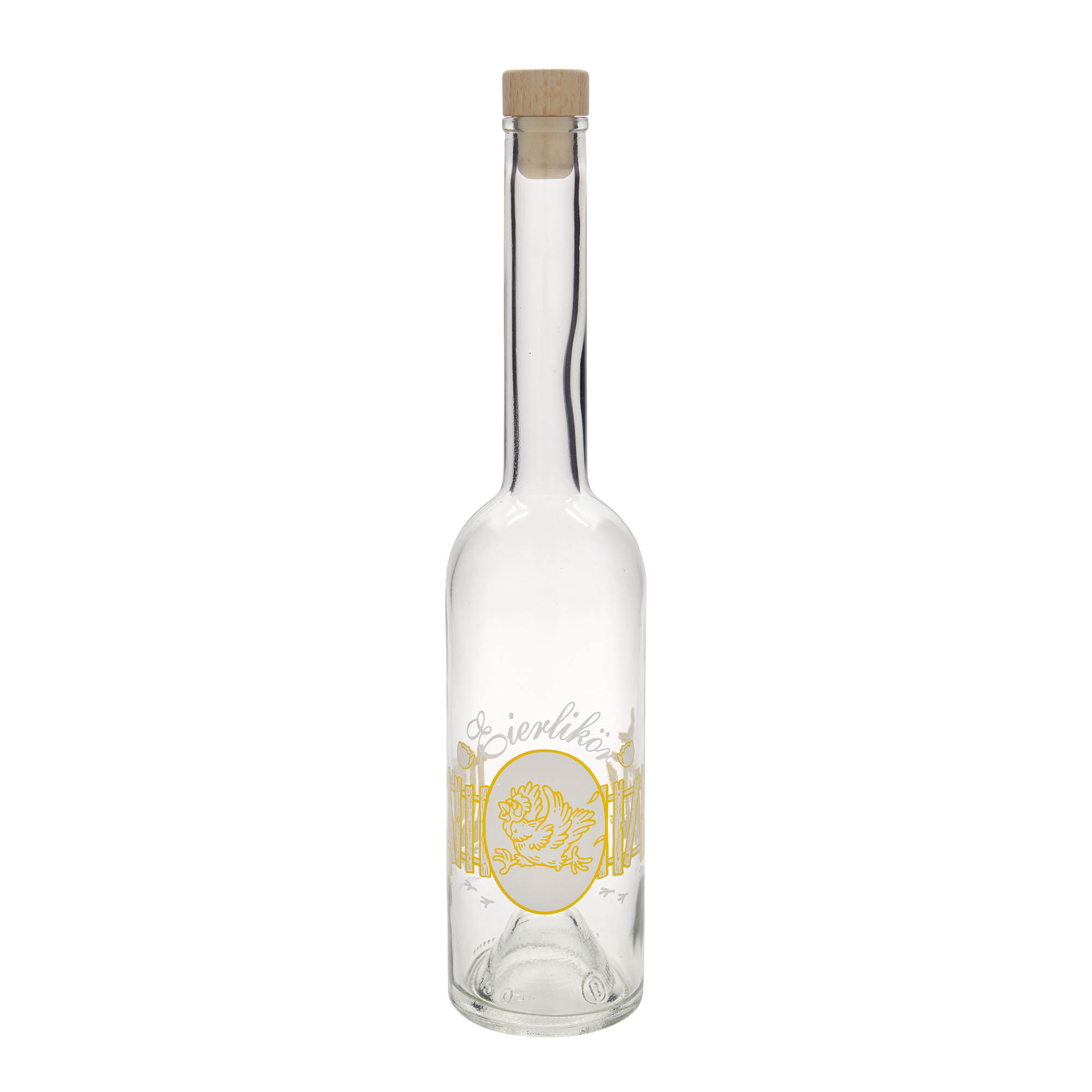 500 ml sklenená fľaša 'Opera', motív: vaječný likér, hrdlo: korok 500 ml sklenená fľaša 'Opera', motív: vaječný likér, hrdlo: korok