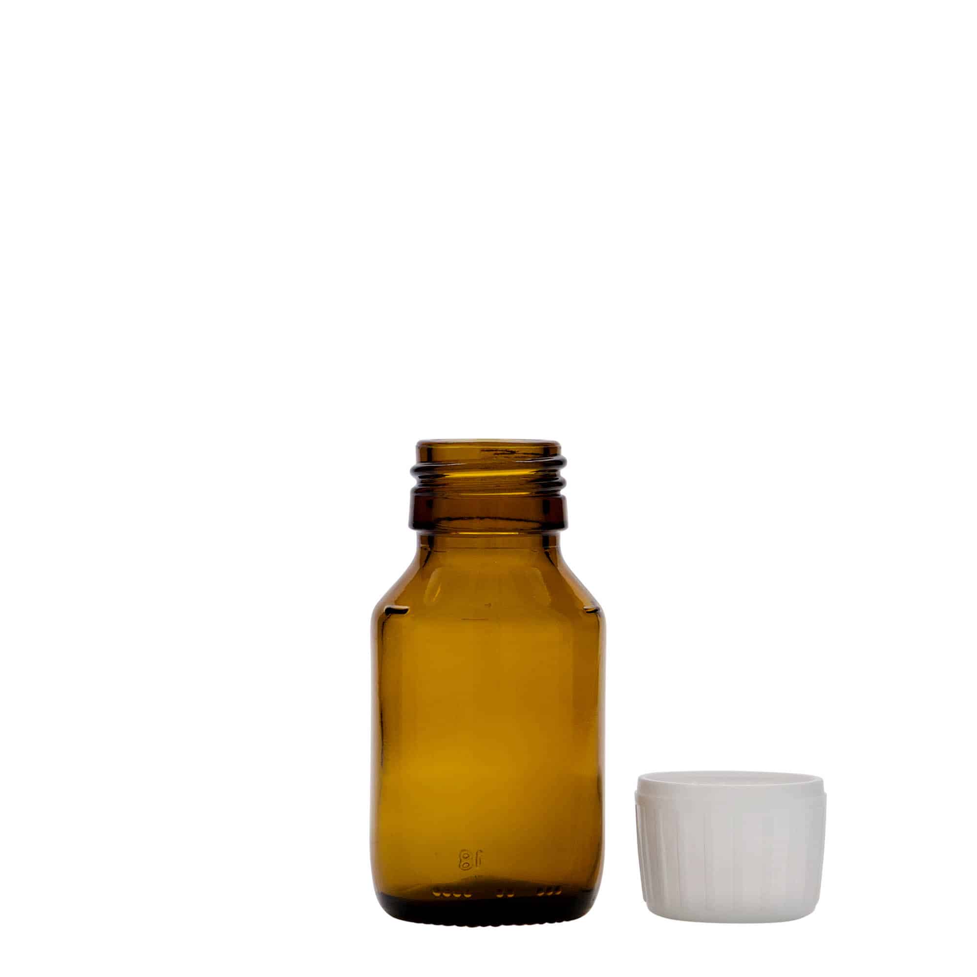 50 ml liekovka, hnedá farba, sklená, hrdlo: PP 28