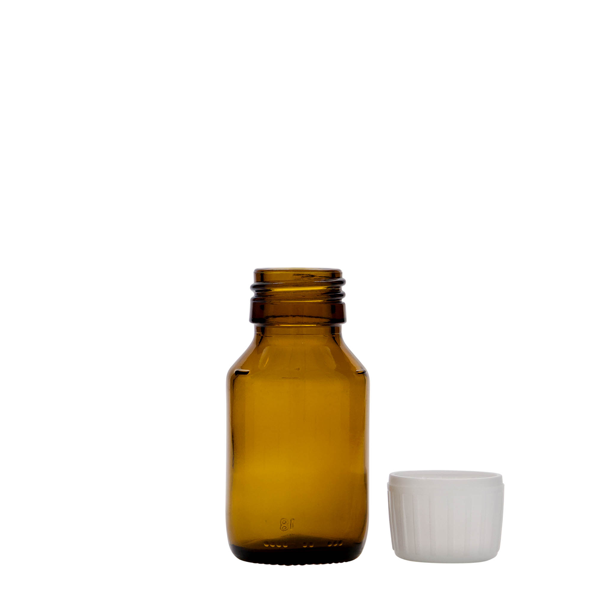 50 ml lekárska fľaša, hnedá, sklo, hrdlo: PP 28