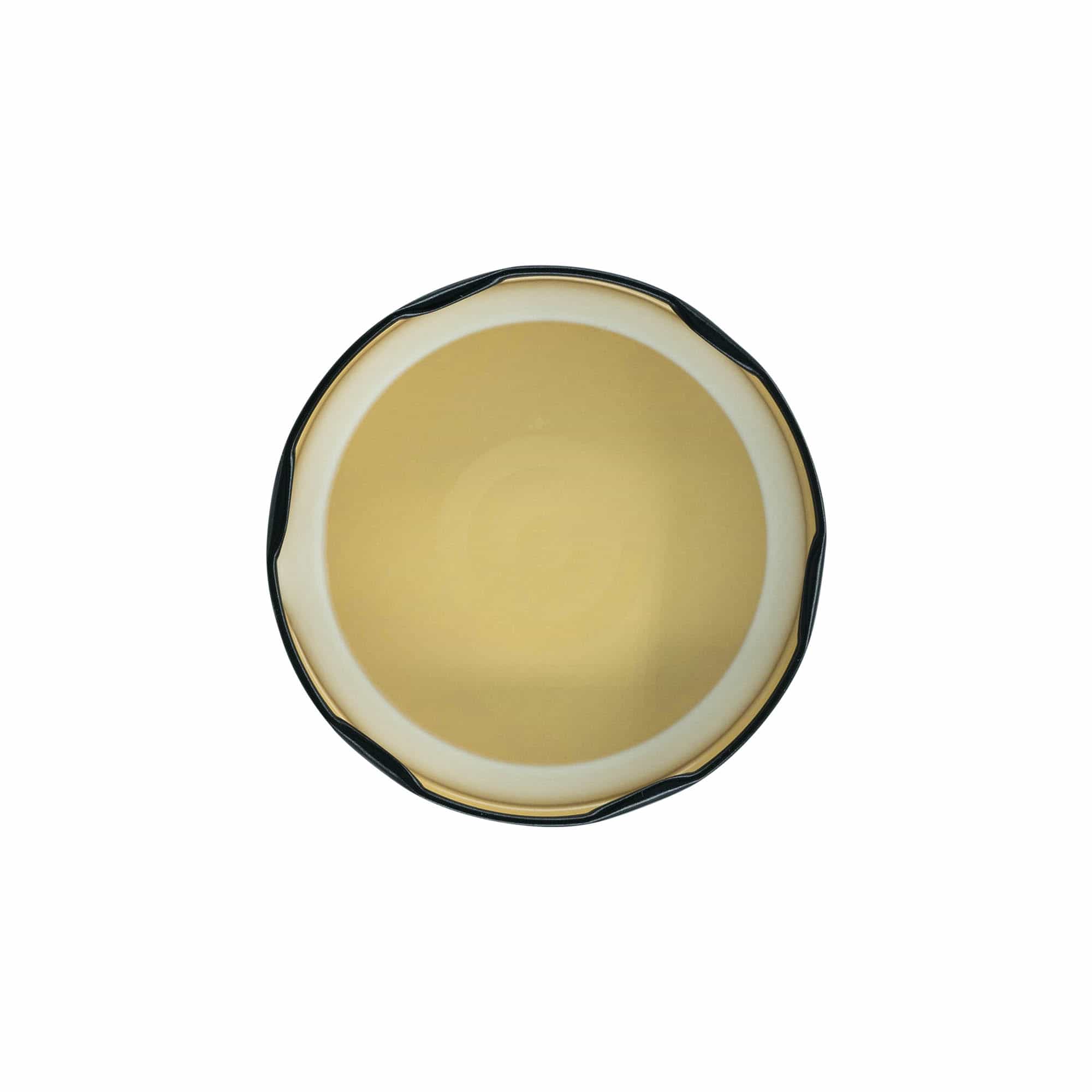 Uzáver deep twist off, biely plech, čierna farba, pre hrdlo: Deep-TO 82