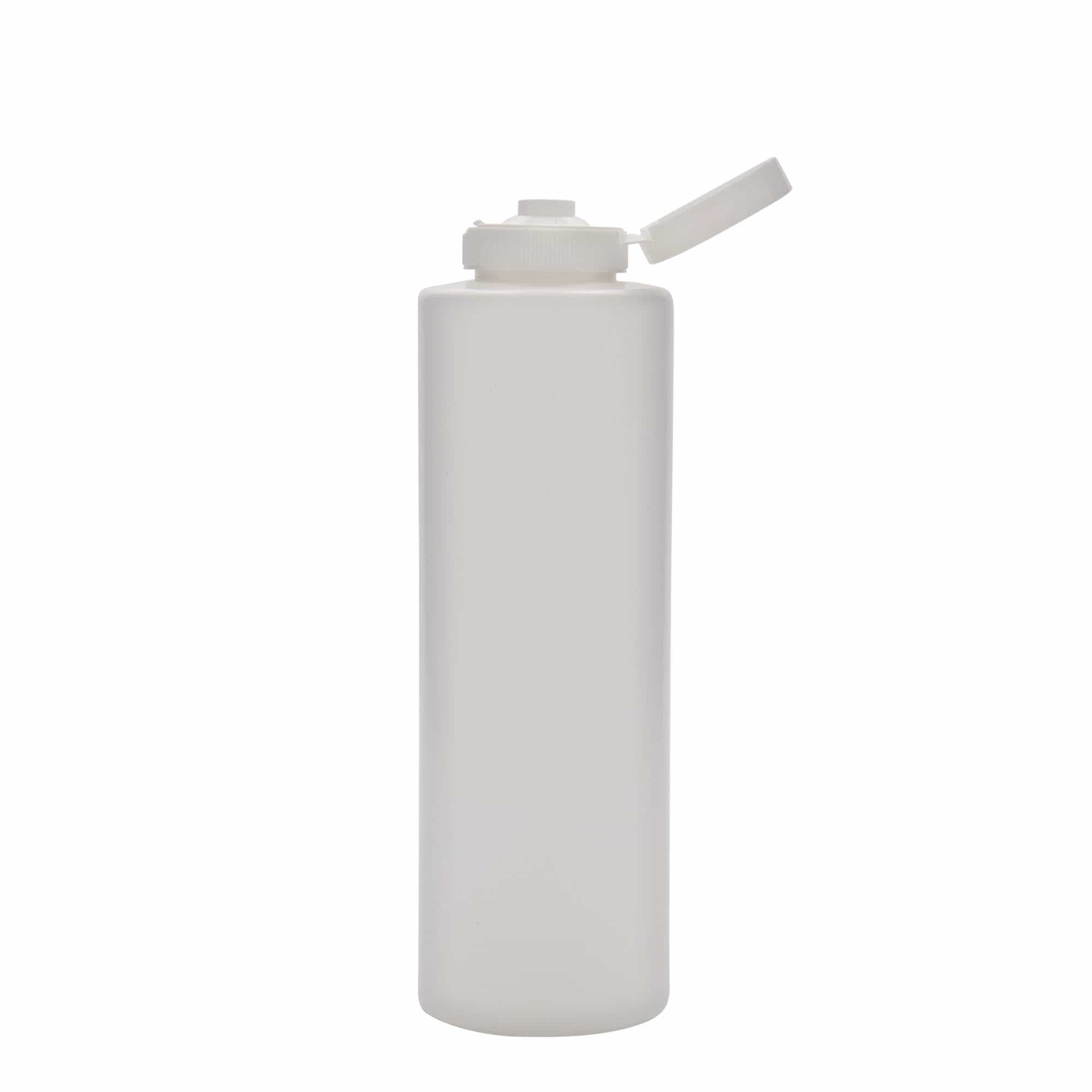 500 ml fľaša na omáčku, LDPE plast, biela farba, hrdlo: GPI 38/400