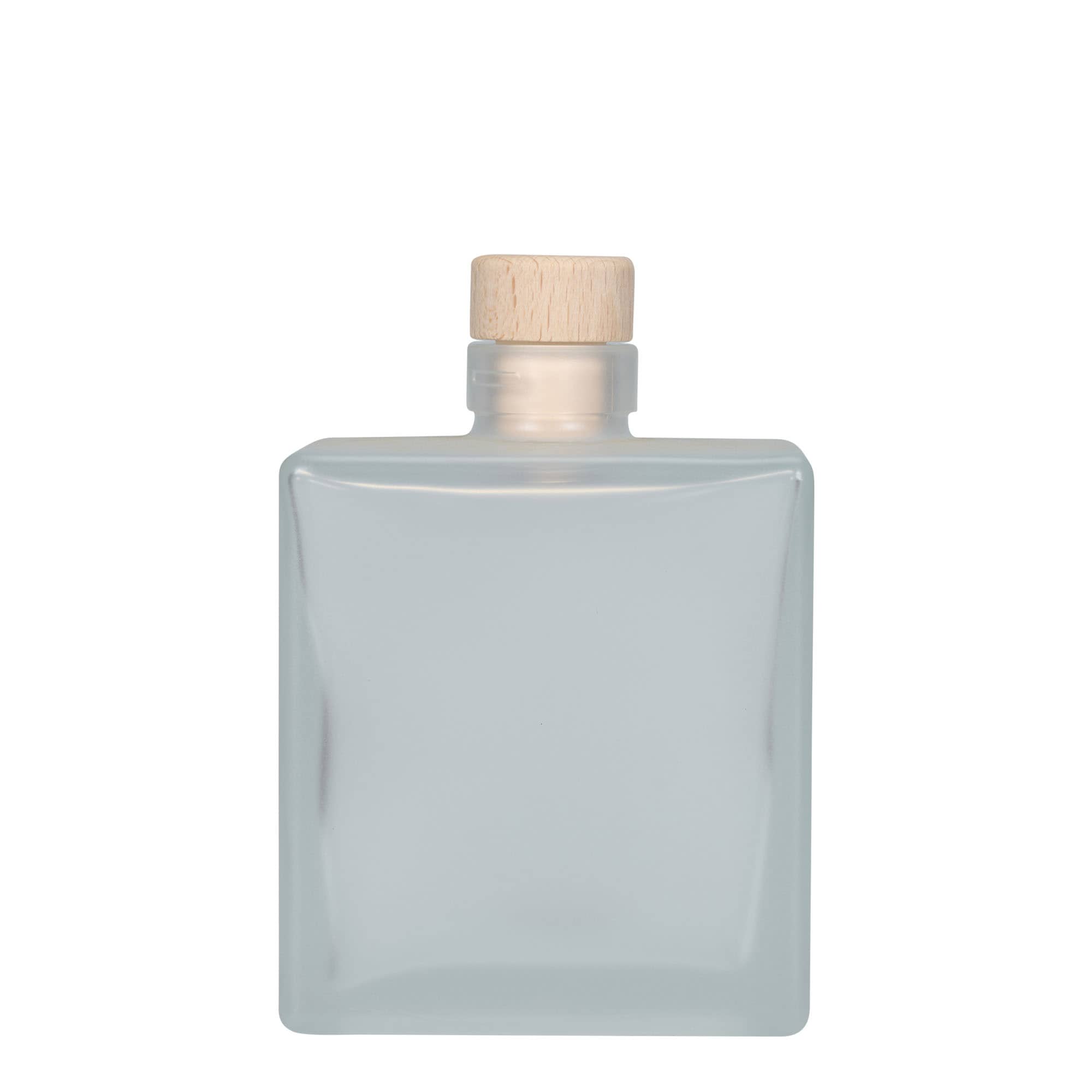 500 ml sklená fľaša „Cube“, štvorcová, ľadová, hrdlo: korok