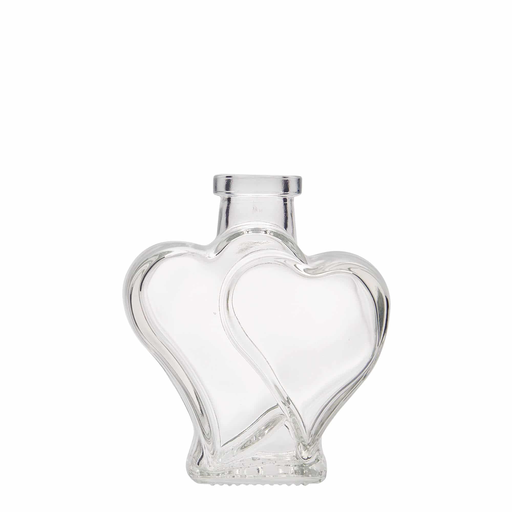 200 ml sklená fľaša „Dvojité srdce“, hrdlo: korok
