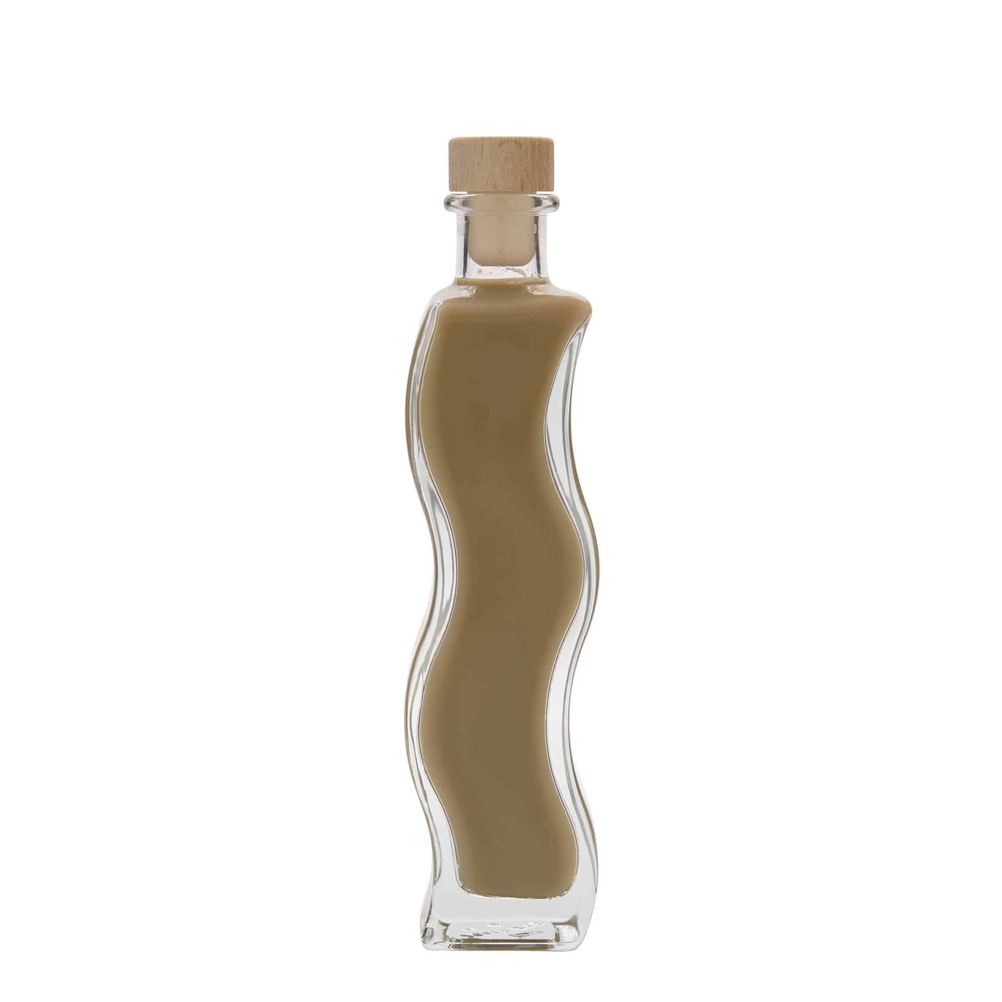 200 ml sklená fľaša „Vlna“, štvorcová, hrdlo: korok